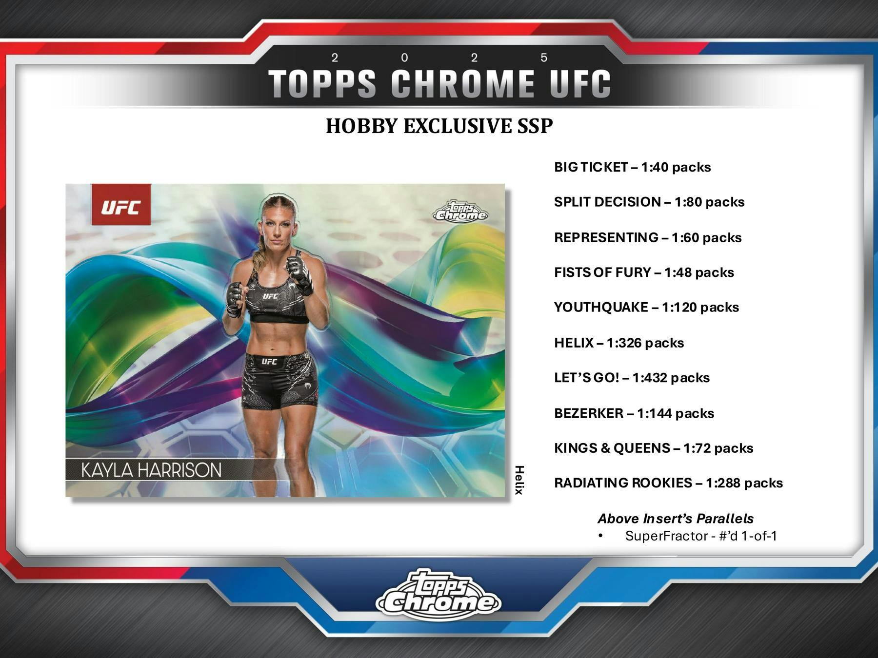 2025 Topps Chrome UFC Hobby Box (2 Autos) - Trading Cards