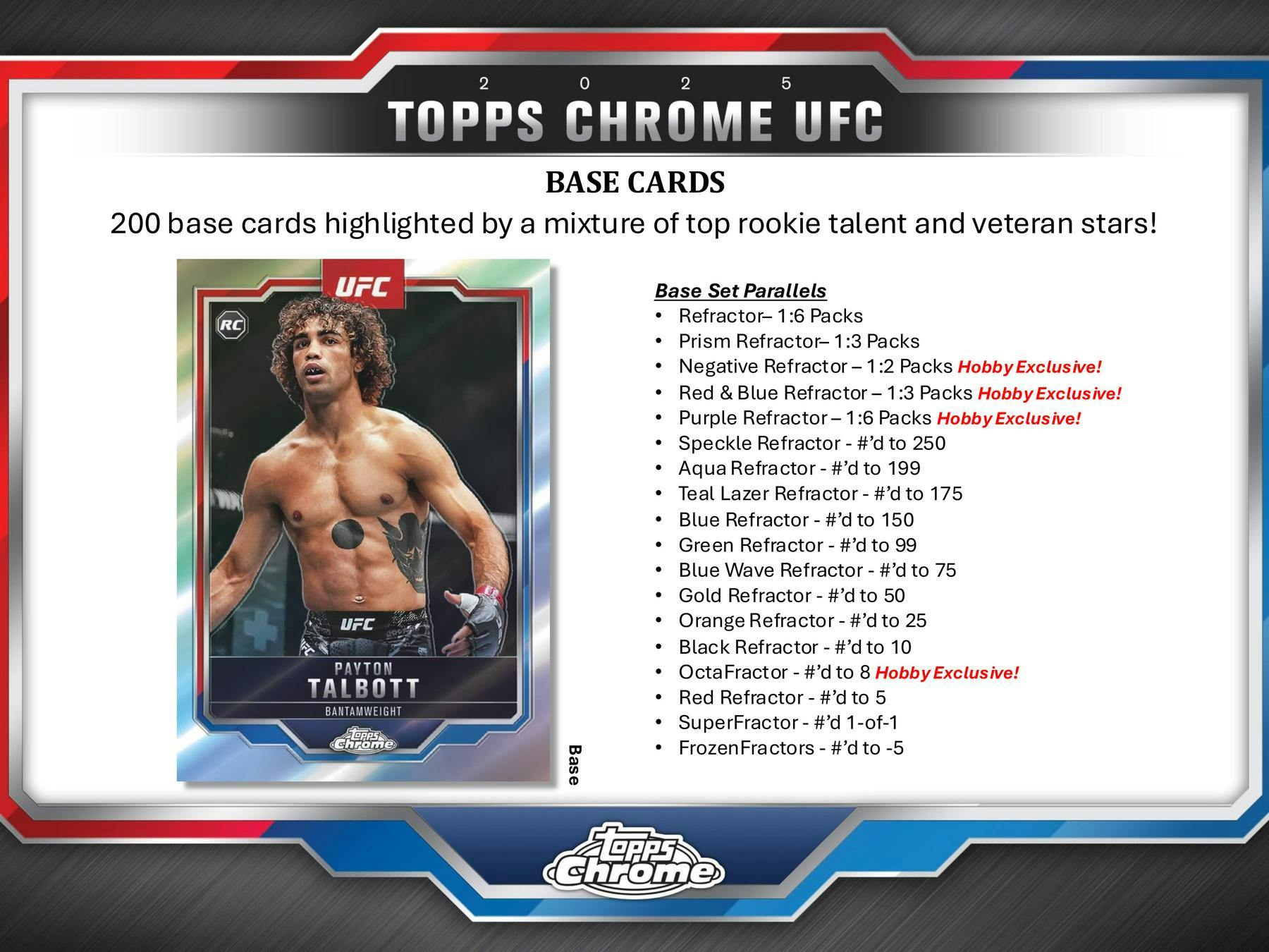 2025 Topps Chrome UFC Hobby Box (2 Autos) - Trading Cards