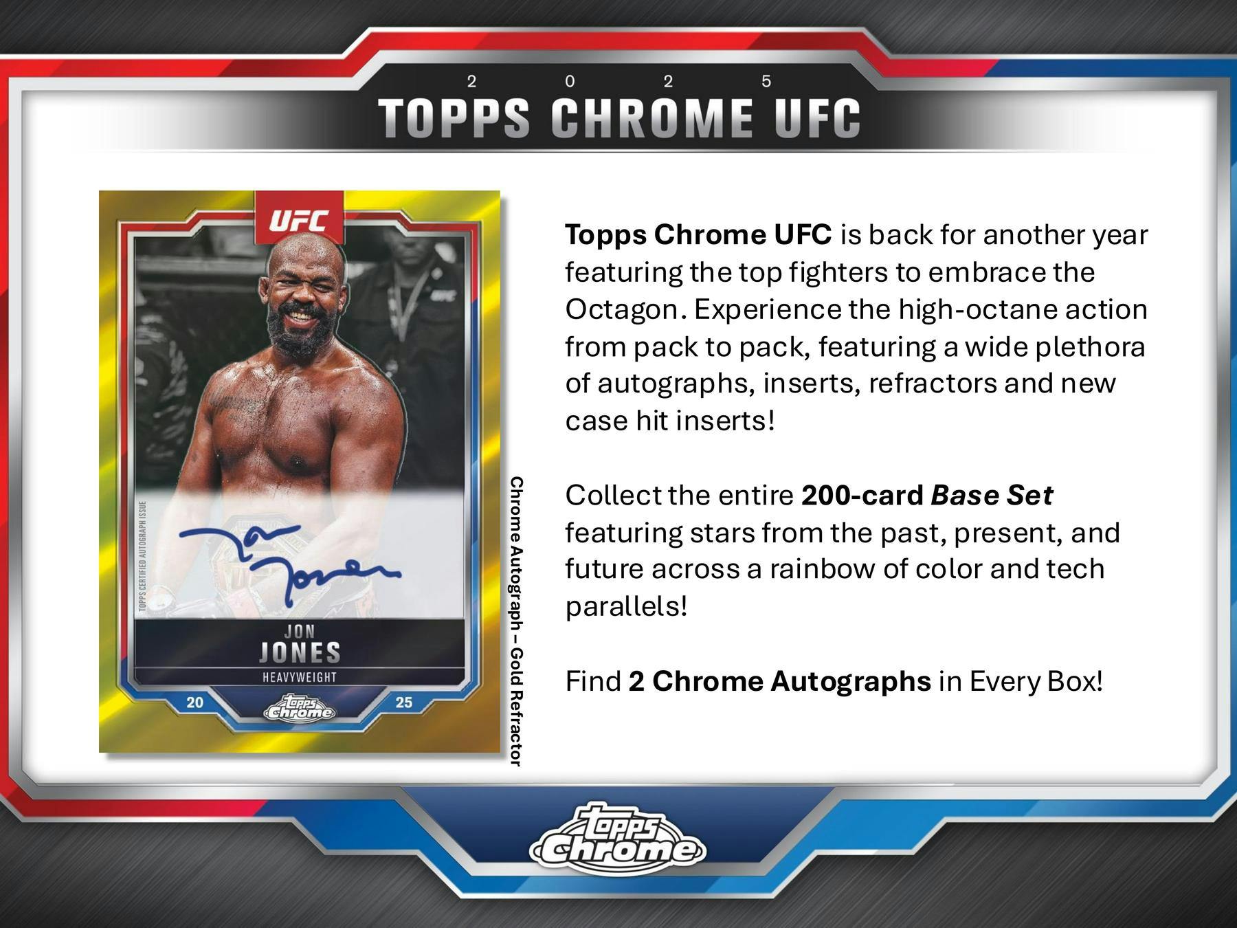 2025 Topps Chrome UFC Hobby Box (2 Autos) - Trading Cards