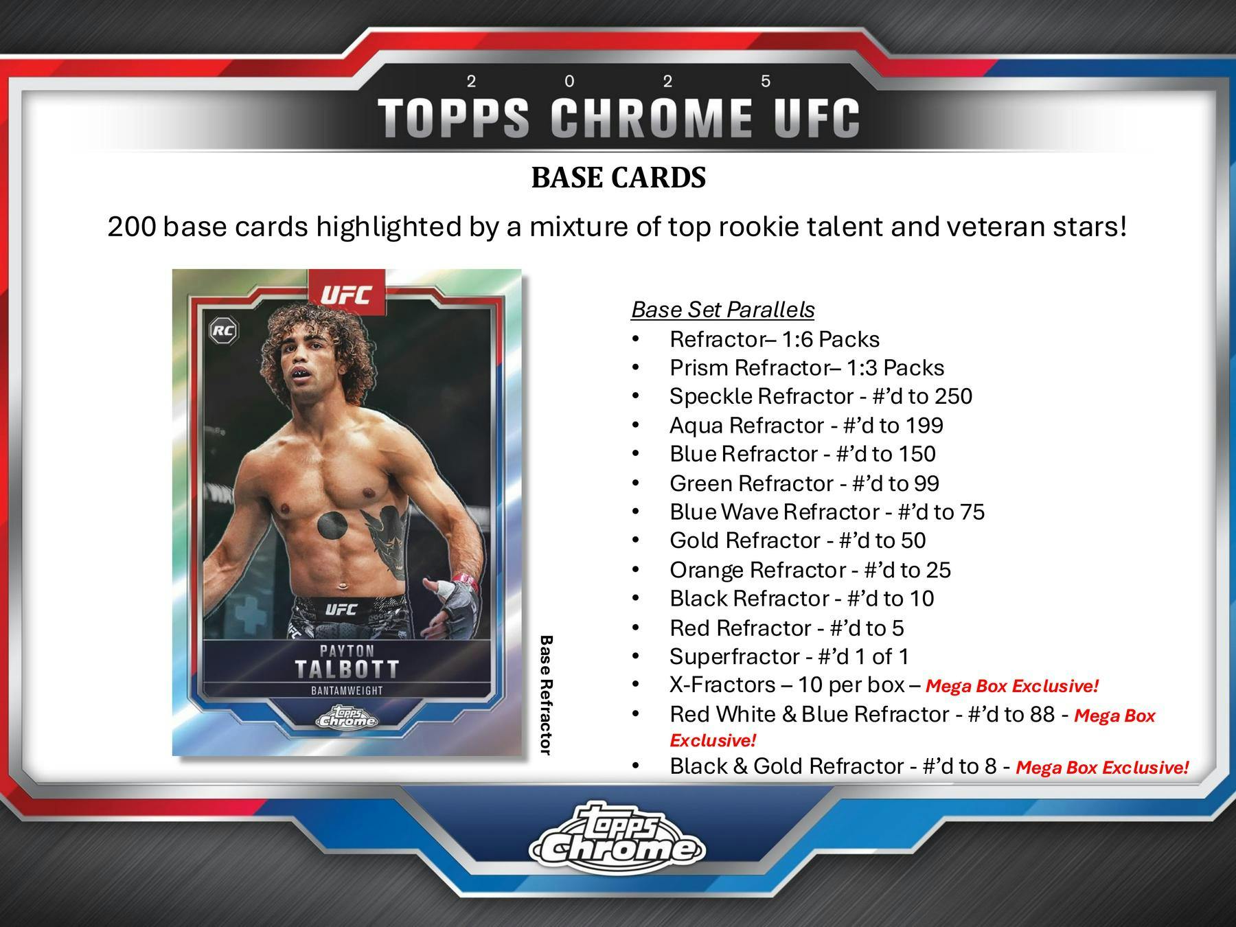 2025 Topps Chrome UFC Mega Box (10 X-Fractors) - Trading Cards