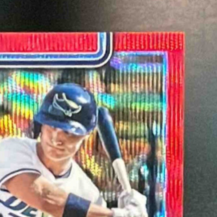 2025 Topps Chrome Update Jake Mangum #AC-JM Auto Red Wave Refractor 1/5 RC Rays - Sports Cards