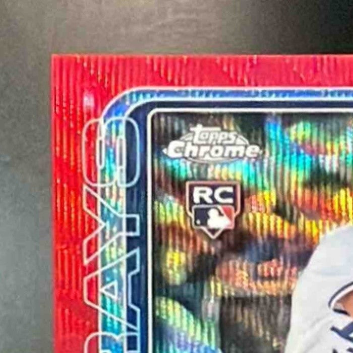 2025 Topps Chrome Update Jake Mangum #AC-JM Auto Red Wave Refractor 1/5 RC Rays - Sports Cards