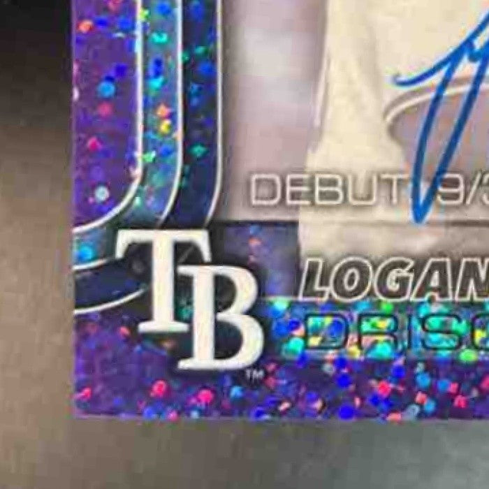 2025 Topps Chrome Update Logan Driscoll Debut Auto Purple Speckle /299 RC Rays - Sports Cards