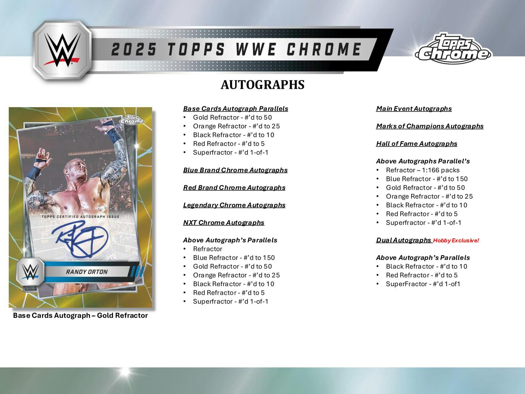 2025 Topps Chrome WWE Wrestling Hobby Box (2 Autos) - Hobby Box