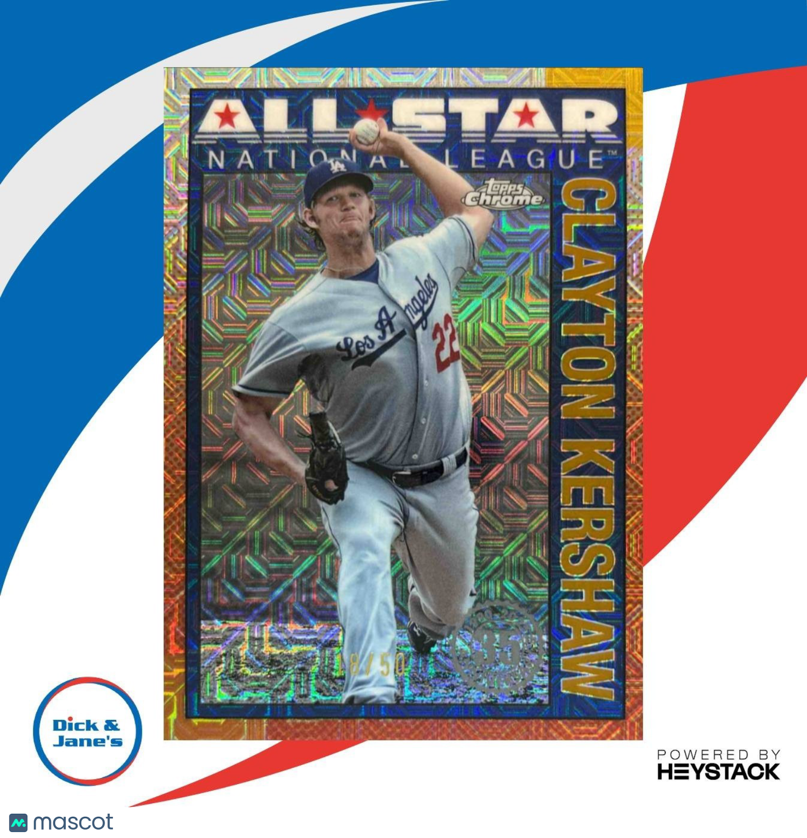2025 Topps Clayton Kershaw 1990 Chrome All-Star Gold Refractor /50 Dodgers - Sports Cards