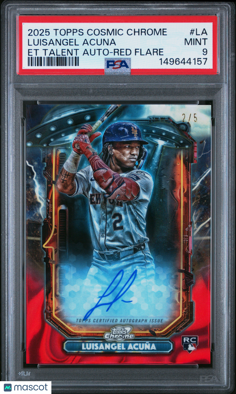 2025 Topps Cosmic Chrome Extraterrestrial Talent Auto Luisangel Acuna /5 PSA 9 - Graded Sports Cards