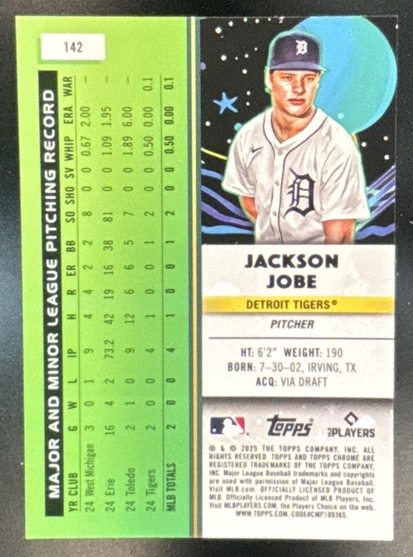 2025 Topps Cosmic Chrome Jackson Jobe Green Space Dust /75 RC Detroit Tigers - Sports Cards