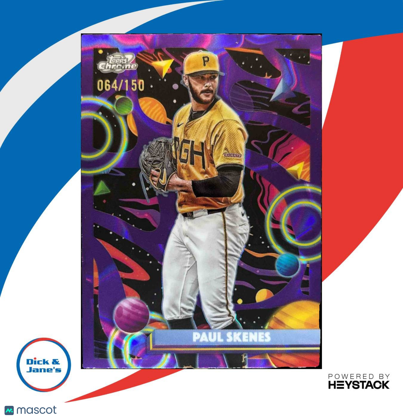 2025 Topps Cosmic Chrome Paul Skenes Purple Nebula Refractor 64/150 #100 Pirates - Sports Cards