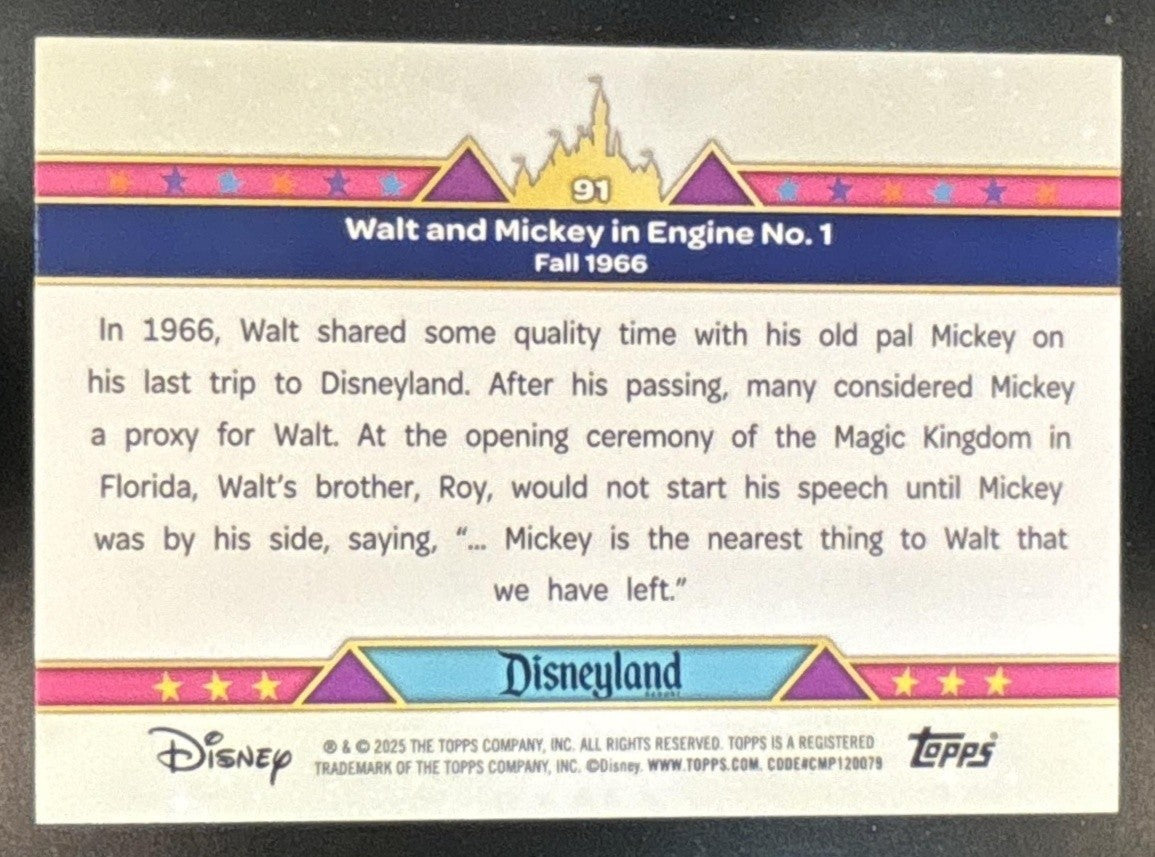2025 Topps Disneyland 70th Anniversary Walt and Mickey in Engine Timeline /25 - Non-Sports Cards
