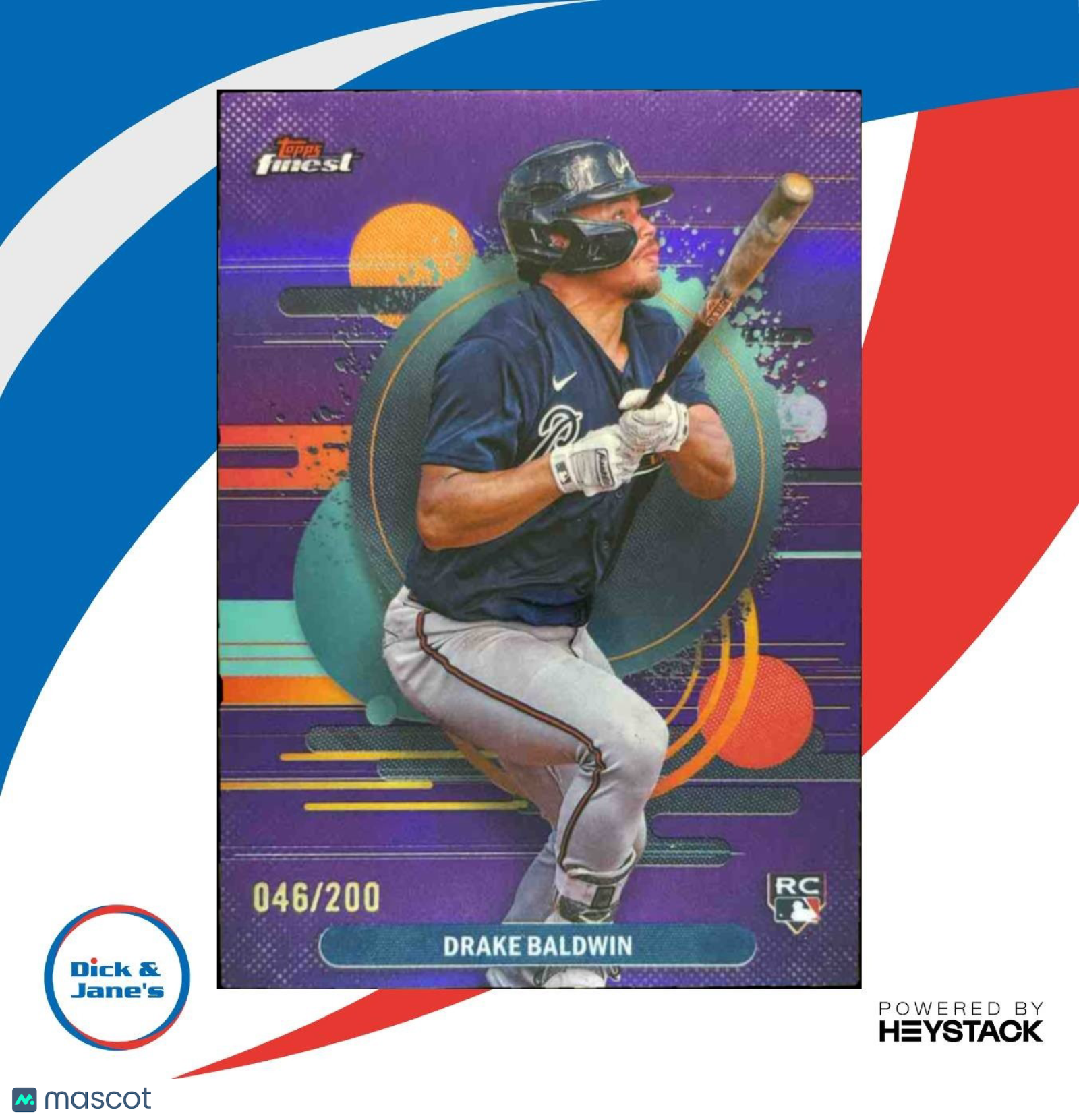 2025 Topps Finest Drake Baldwin Purple /200 #183 RC Atlanta Braves - Sports Cards