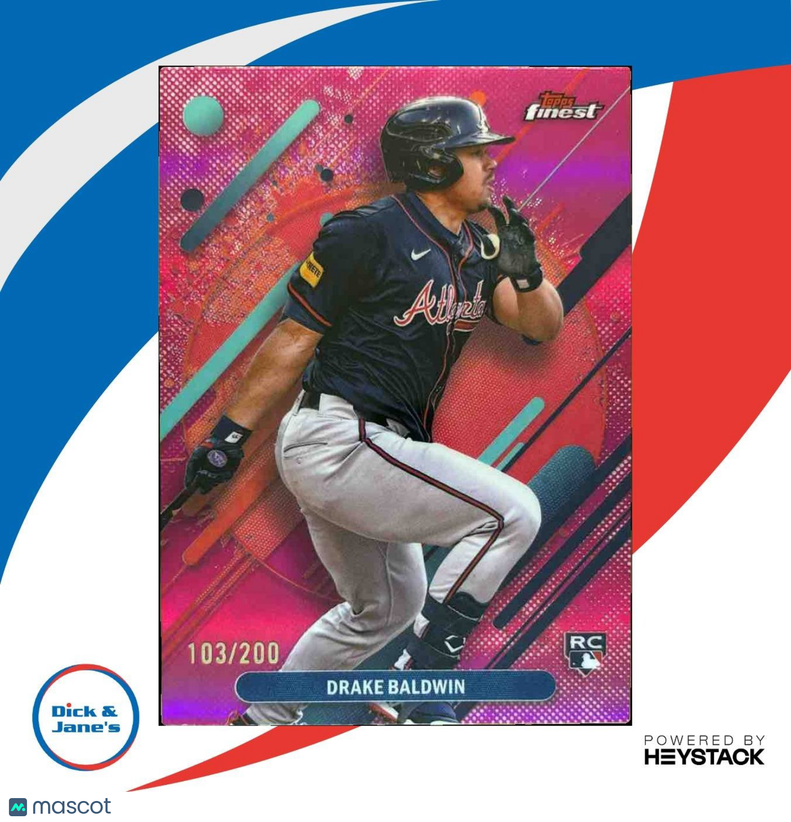 2025 Topps Finest Drake Baldwin Rare Magenta 103/200 #287 RC Atlanta Braves - Sports Cards