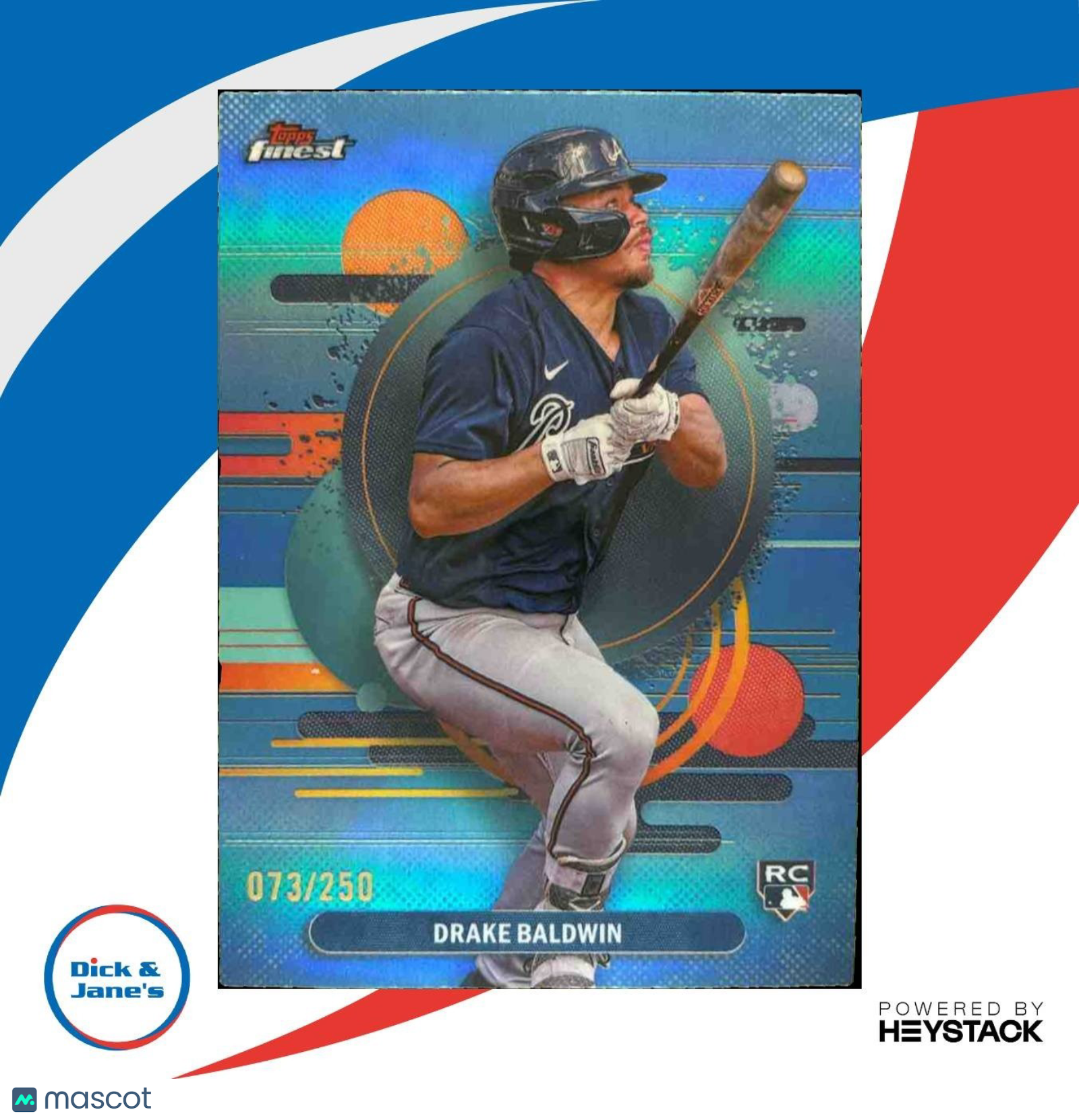 2025 Topps Finest Drake Baldwin Sky Blue /250 #183 RC Atlanta Braves - Sports Cards