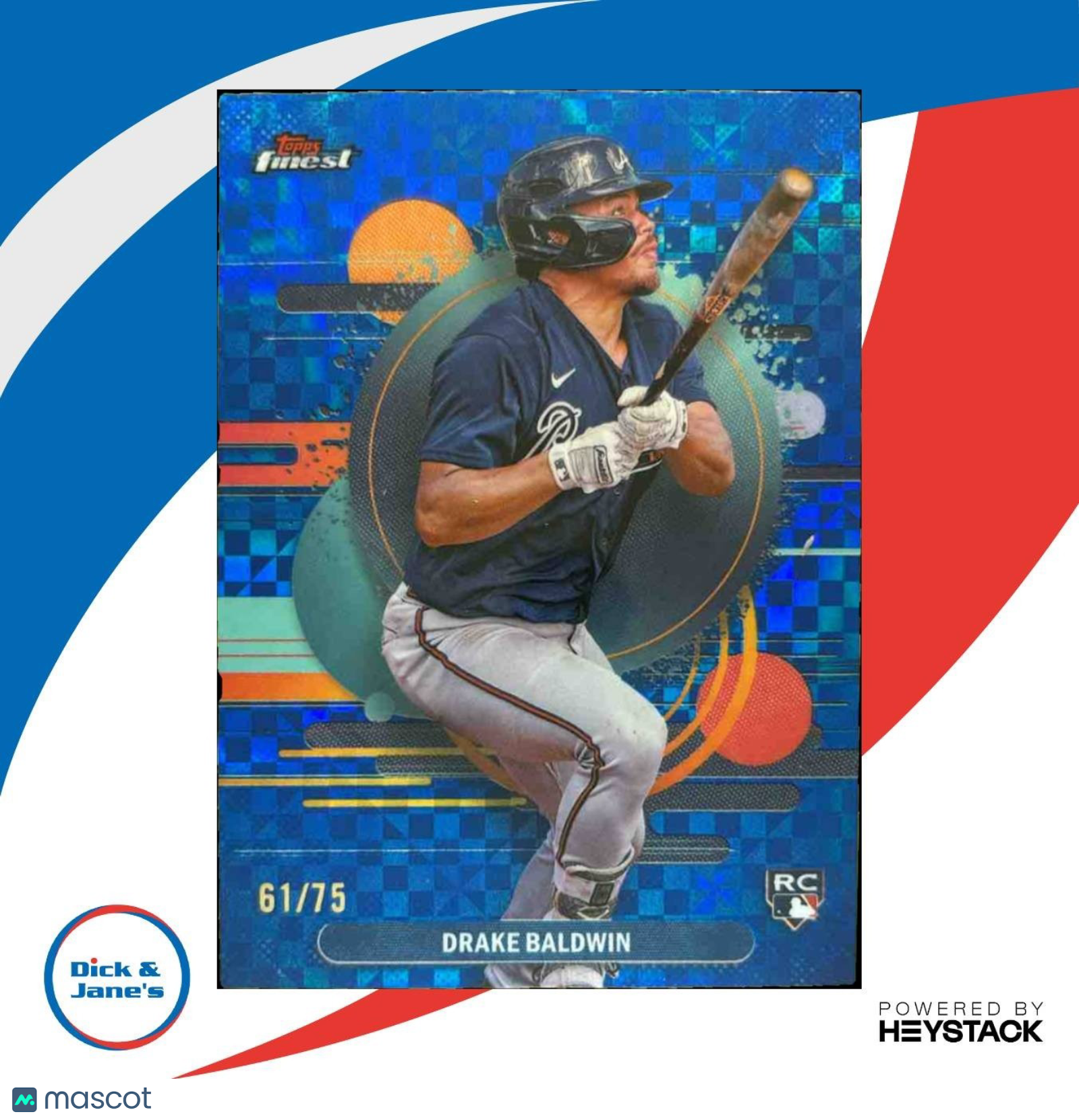 2025 Topps Finest Drake Baldwin Uncommon Blue X-Fractor /75 RC Atlanta Braves - Sports Cards