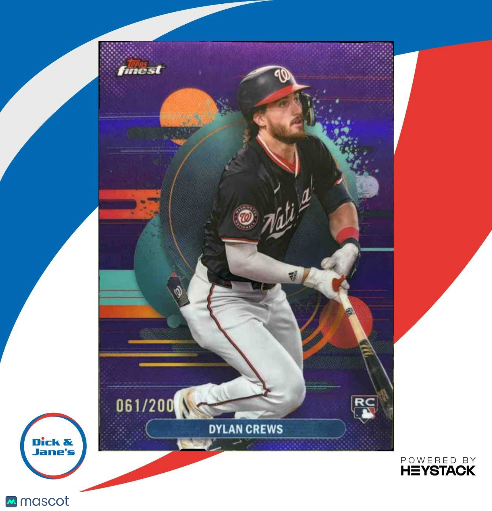2025 Topps Finest Dylan Crews Purple /200 #125 RC Washington Nationals - Sports Cards