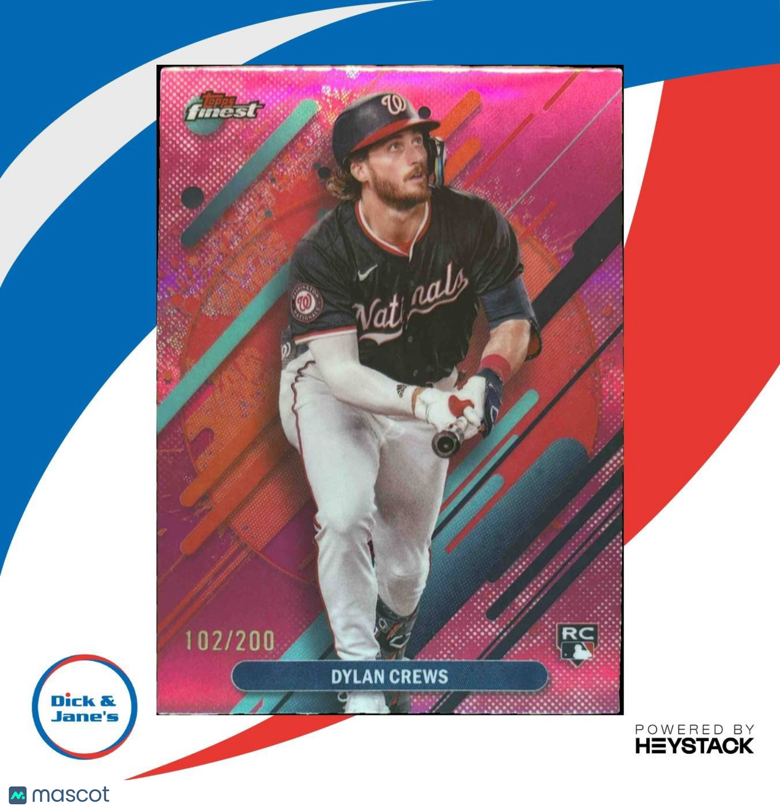 2025 Topps Finest Dylan Crews Rare Magenta 102/200 #280 RC Washington Nationals - Sports Cards