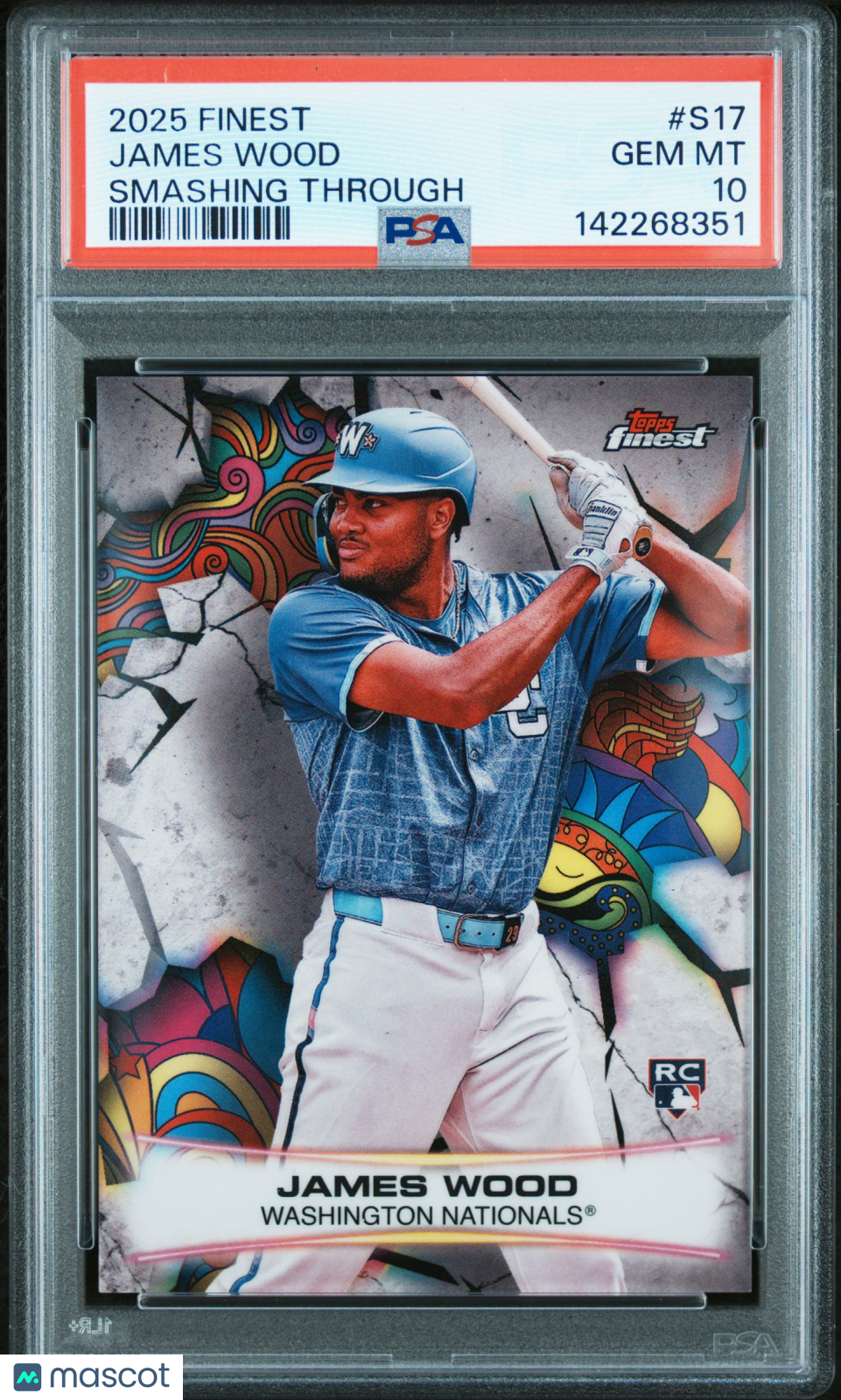 2025 Topps Finest Smashing Through James Wood #S17 PSA 10 - Graded Sports Cards