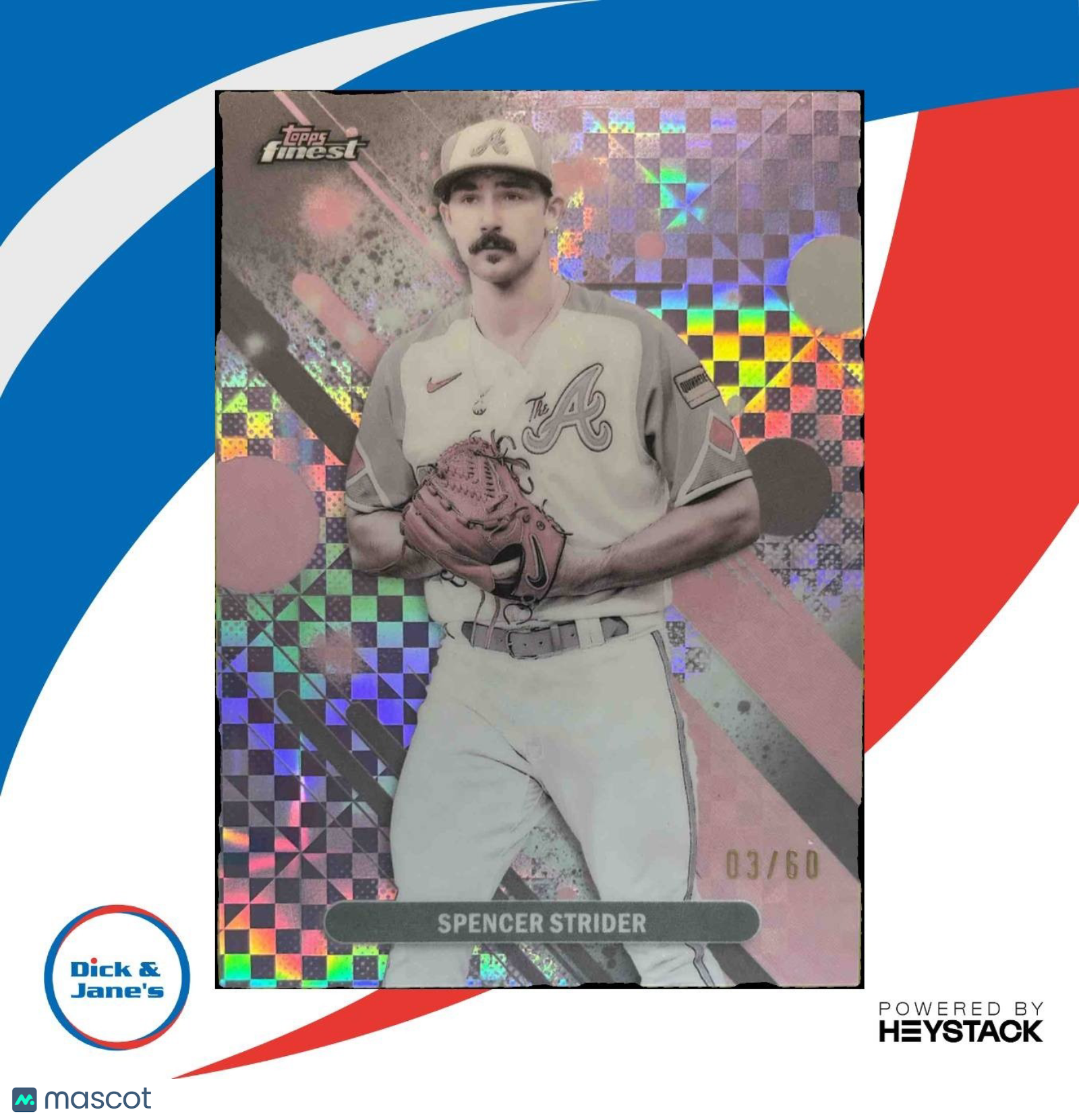 2025 Topps Finest Spencer Strider Common Pearl X-Fractor 3/60 #12 Atlanta Braves - Sports Cards