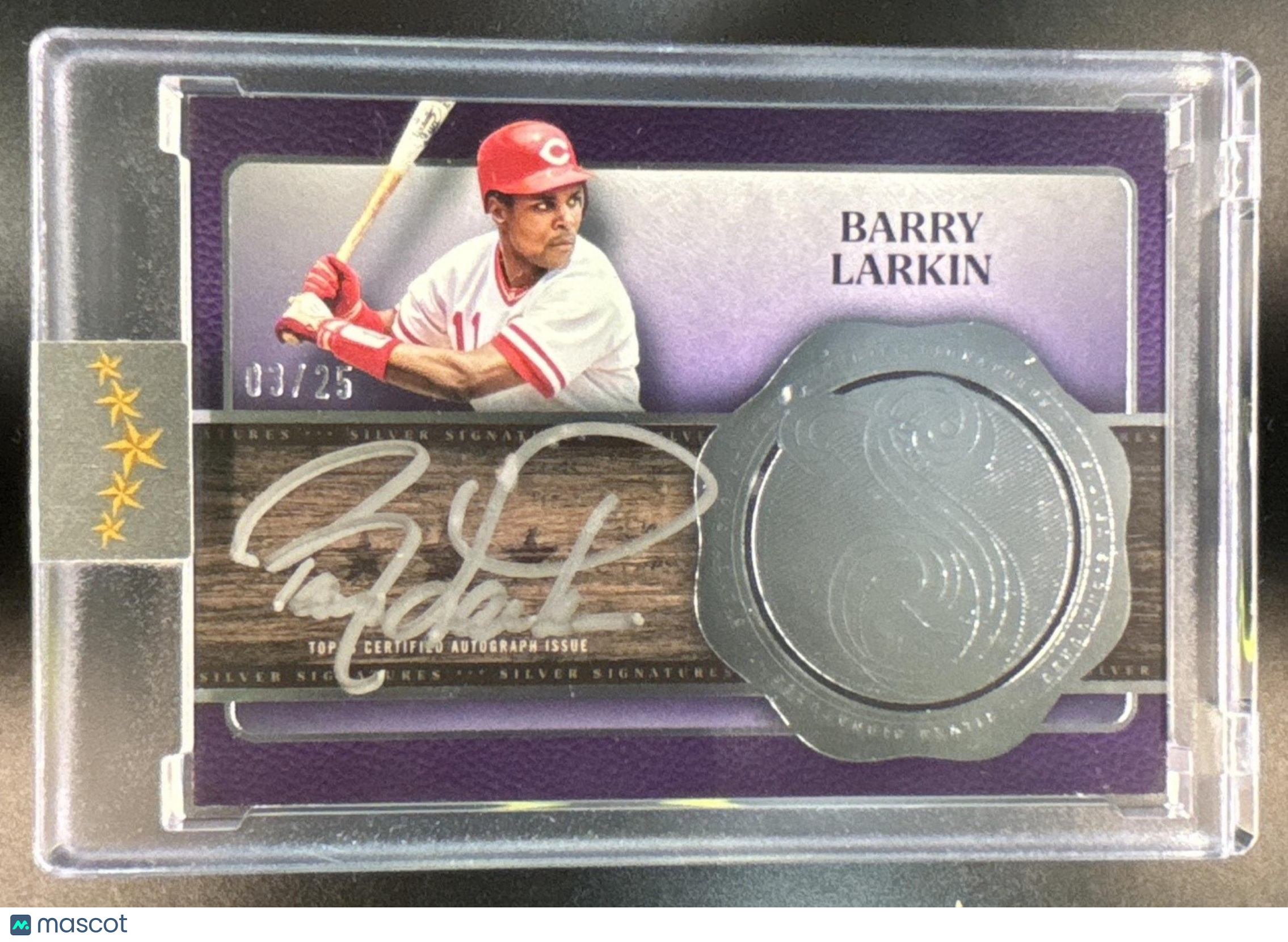 2025 Topps Five Star Barry Larkin Silver Signature Purple /25 Auto Reds - Sports Cards