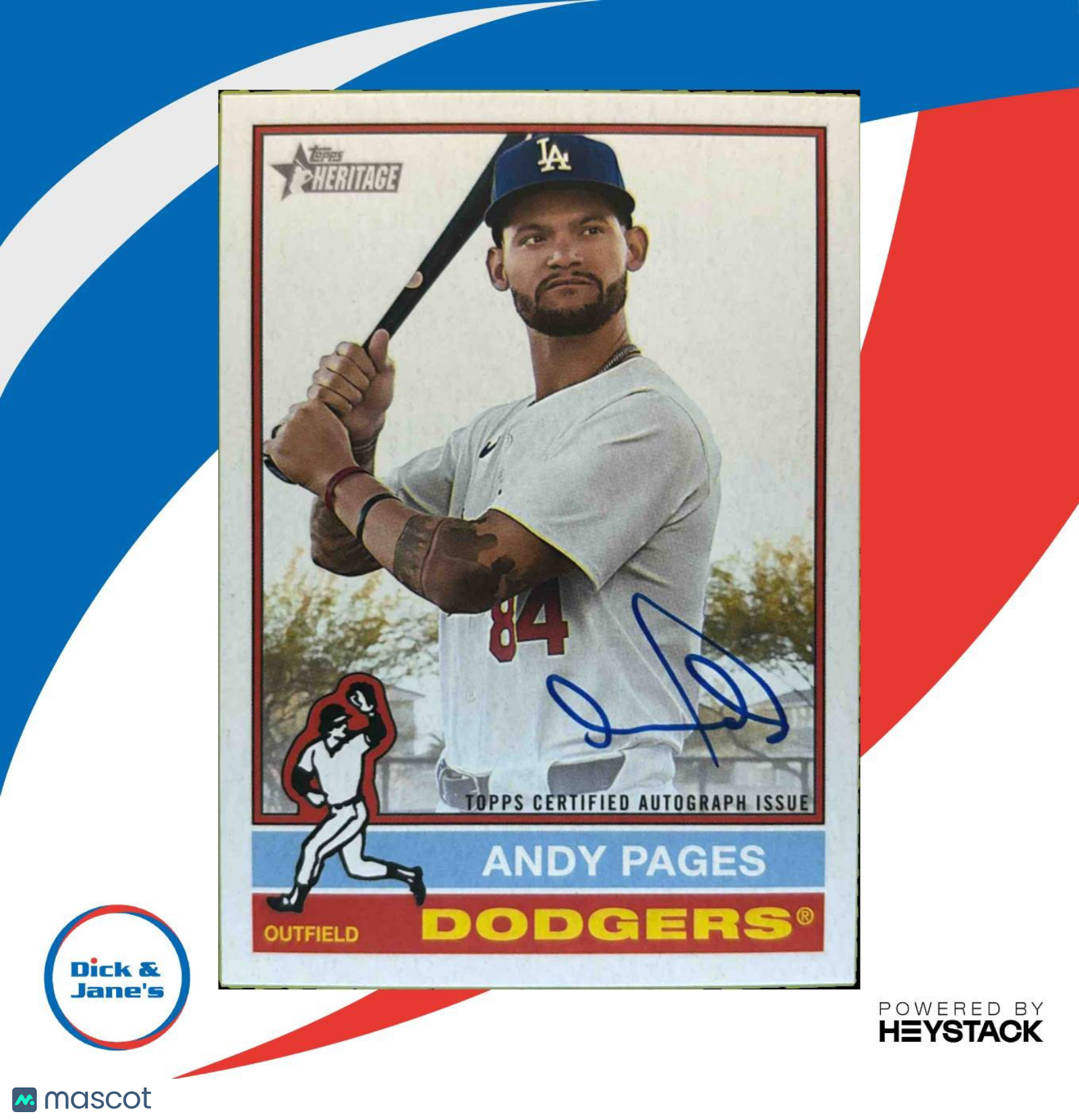 2025 Topps Heritage Andy Pages Real One Auto #ROA APA Los Angeles Dodgers Sports Cards