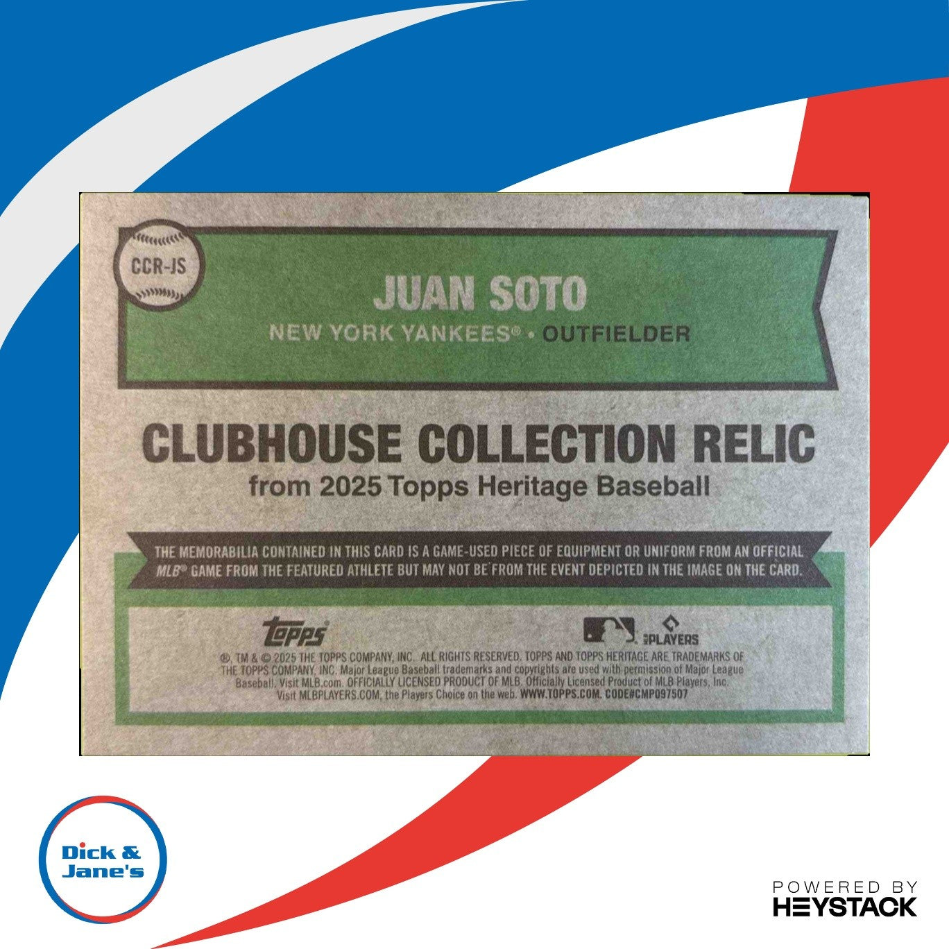 2025 Topps Heritage Juan Soto Clubhouse Collection Relics New York Yankees - Sports Cards