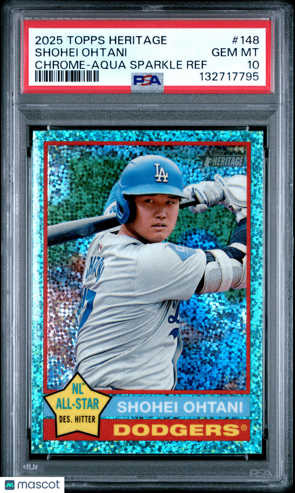 2025 Topps Heritage Shohei Ohtani Chrome Aqua Sparkle Ref #148 PSA 10 GEM MINT - Graded Sports Cards