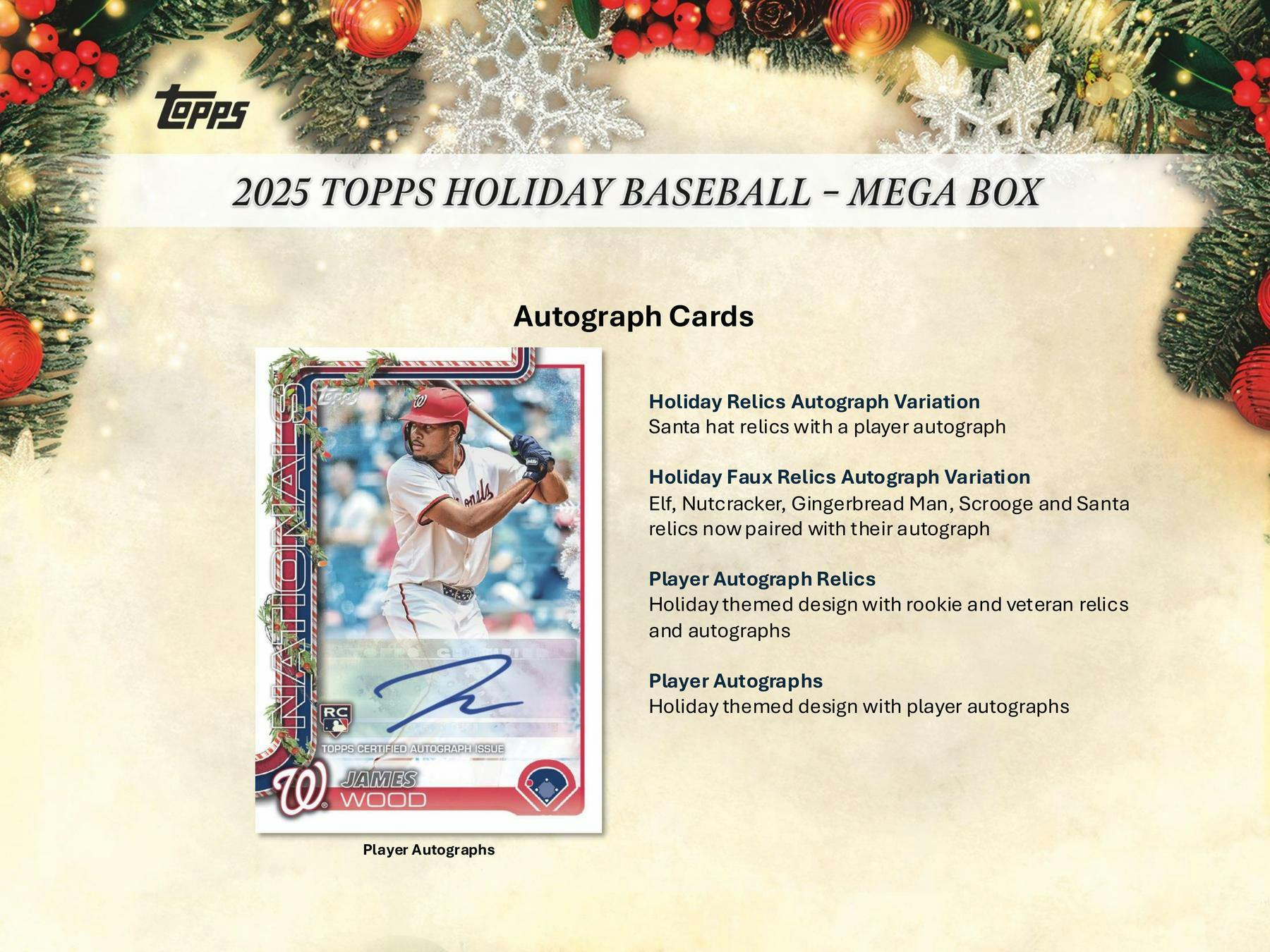 2025 Topps Holiday Baseball Mega Box (Autograph Relic or Chrome Variation) Christmas - MLB Hobby Box