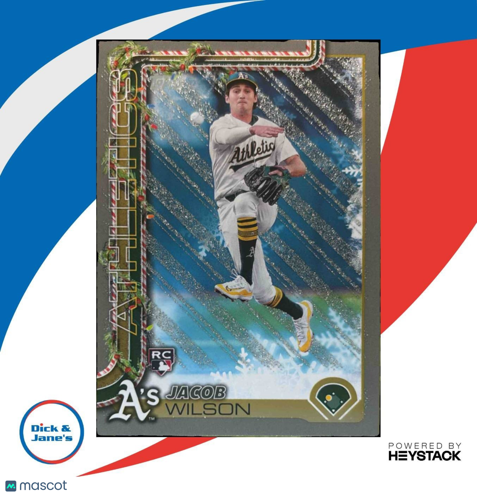 2025 Topps Holiday Jacob Wilson Silver Glitter #H4 RC Athletics - Sports Cards