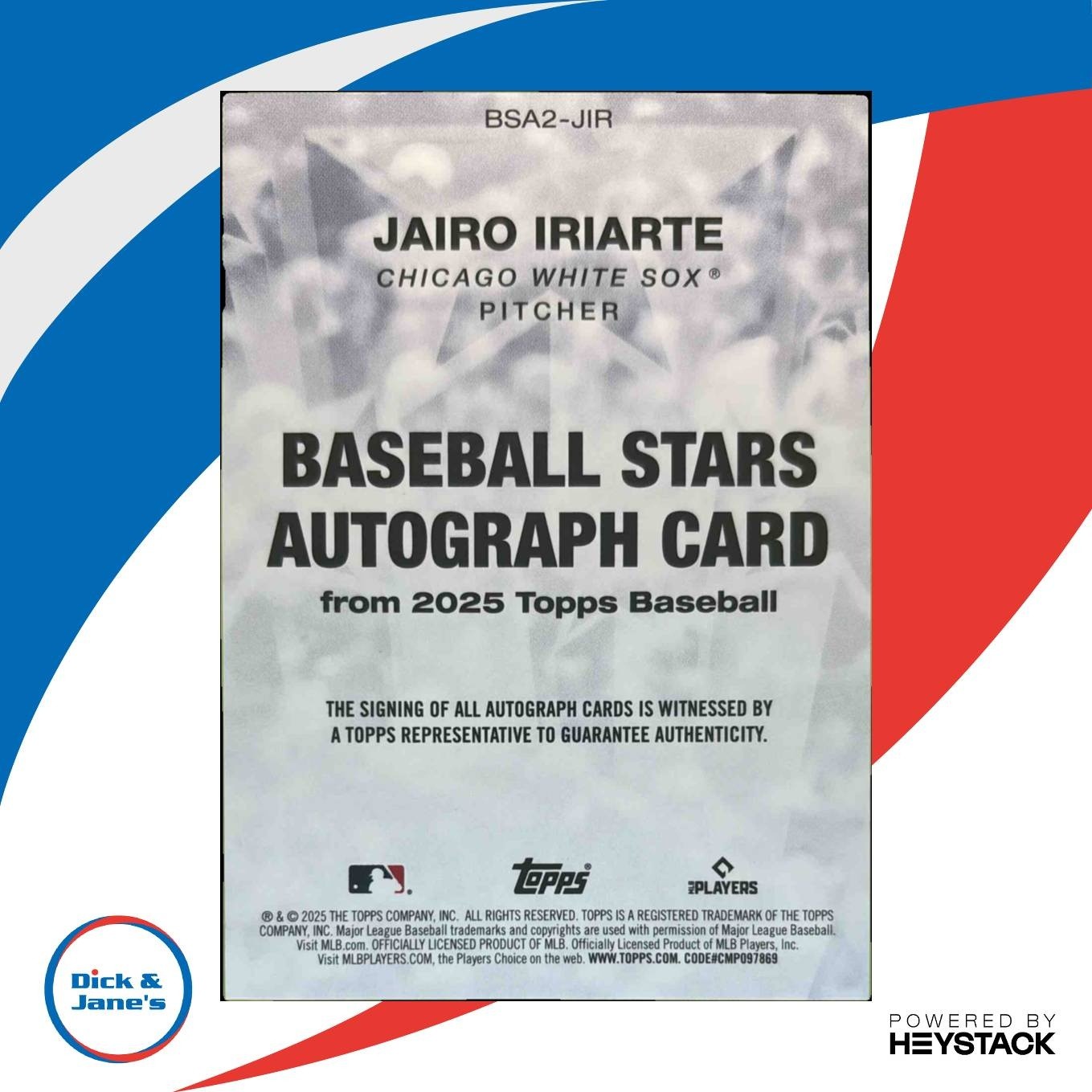 2025 Topps Jairo Iriarte Baseball Stars Auto RC Chicago White Sox - Sports Cards