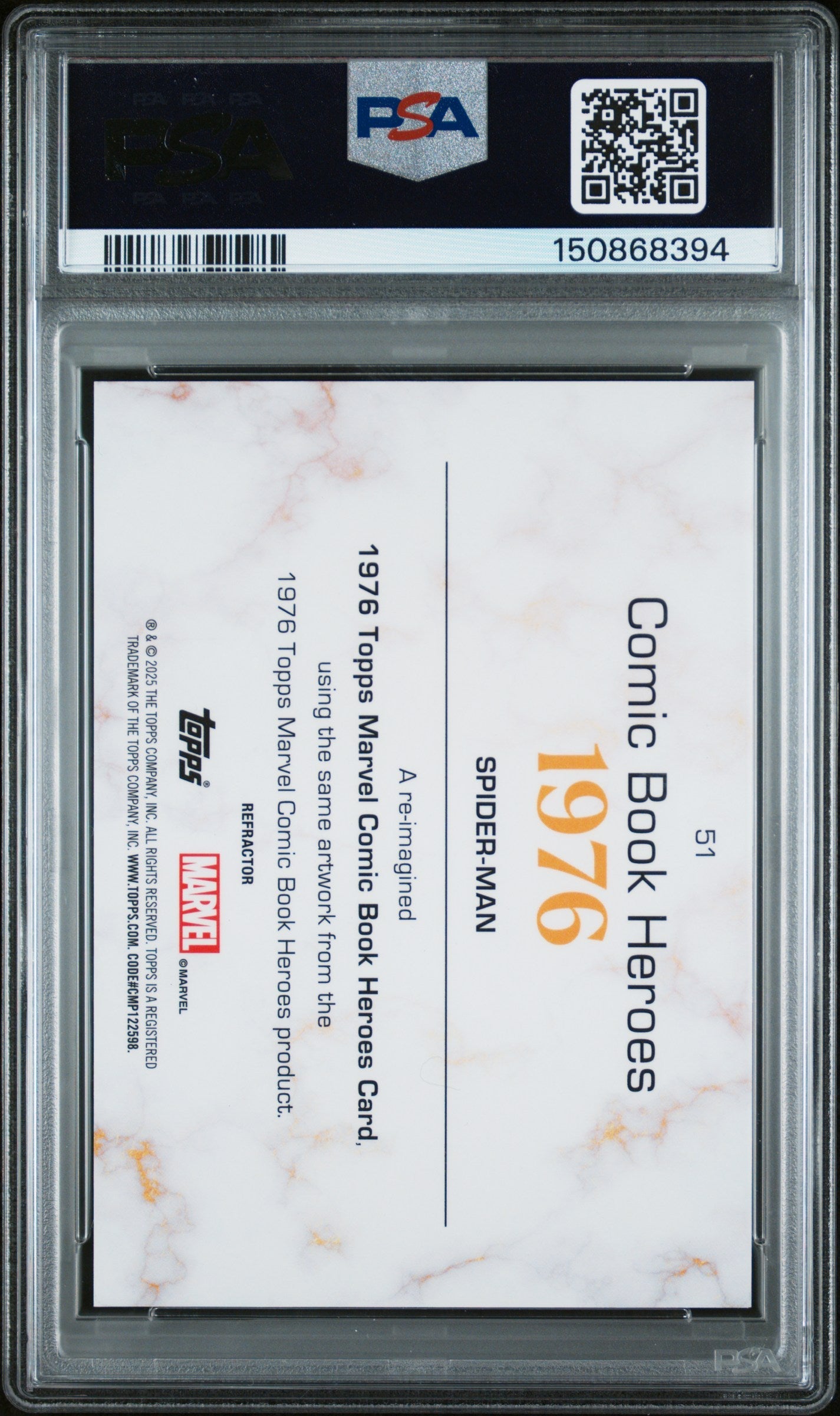 2025 Topps Marvel Comic Book Heroes 1975 Gold Anniversary Spider-Man #51 PSA 10 - Graded Non-Sports Cards