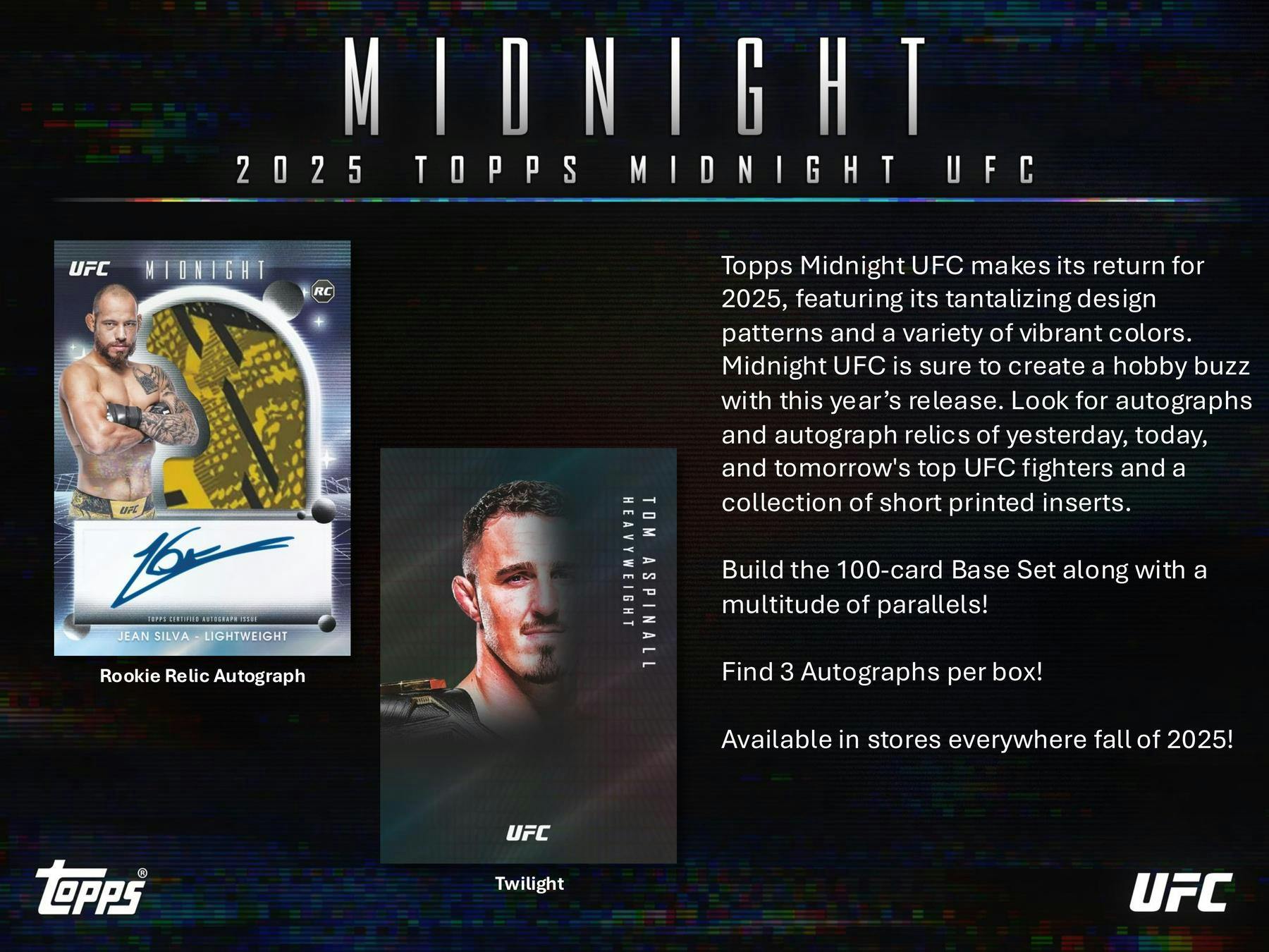 2025 Topps Midnight UFC Hobby Box (3 Autos) - Trading Cards