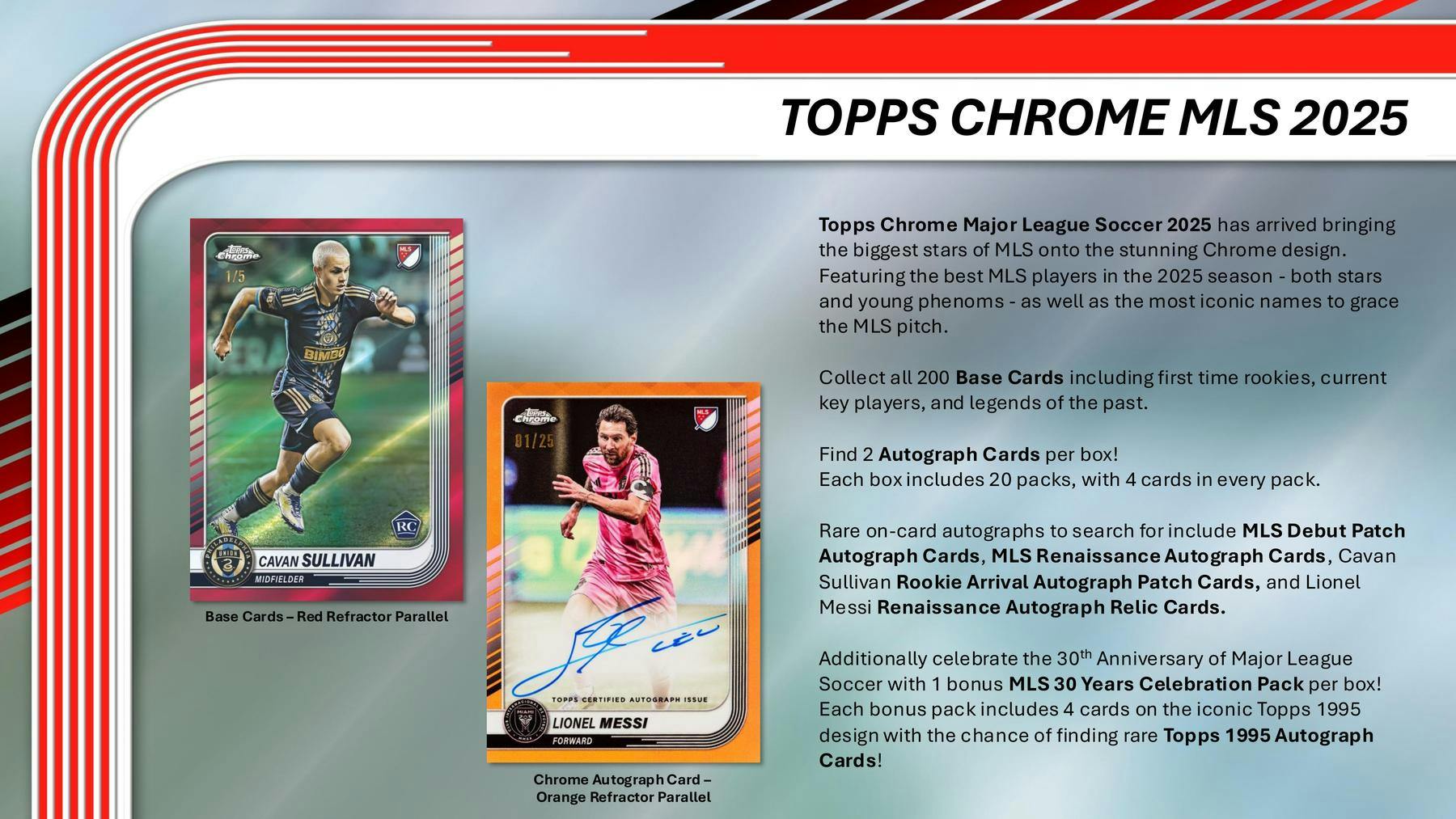 2025 Topps MLS Major League Soccer Chrome Hobby Box (2 Autos) - Sports Collectibles