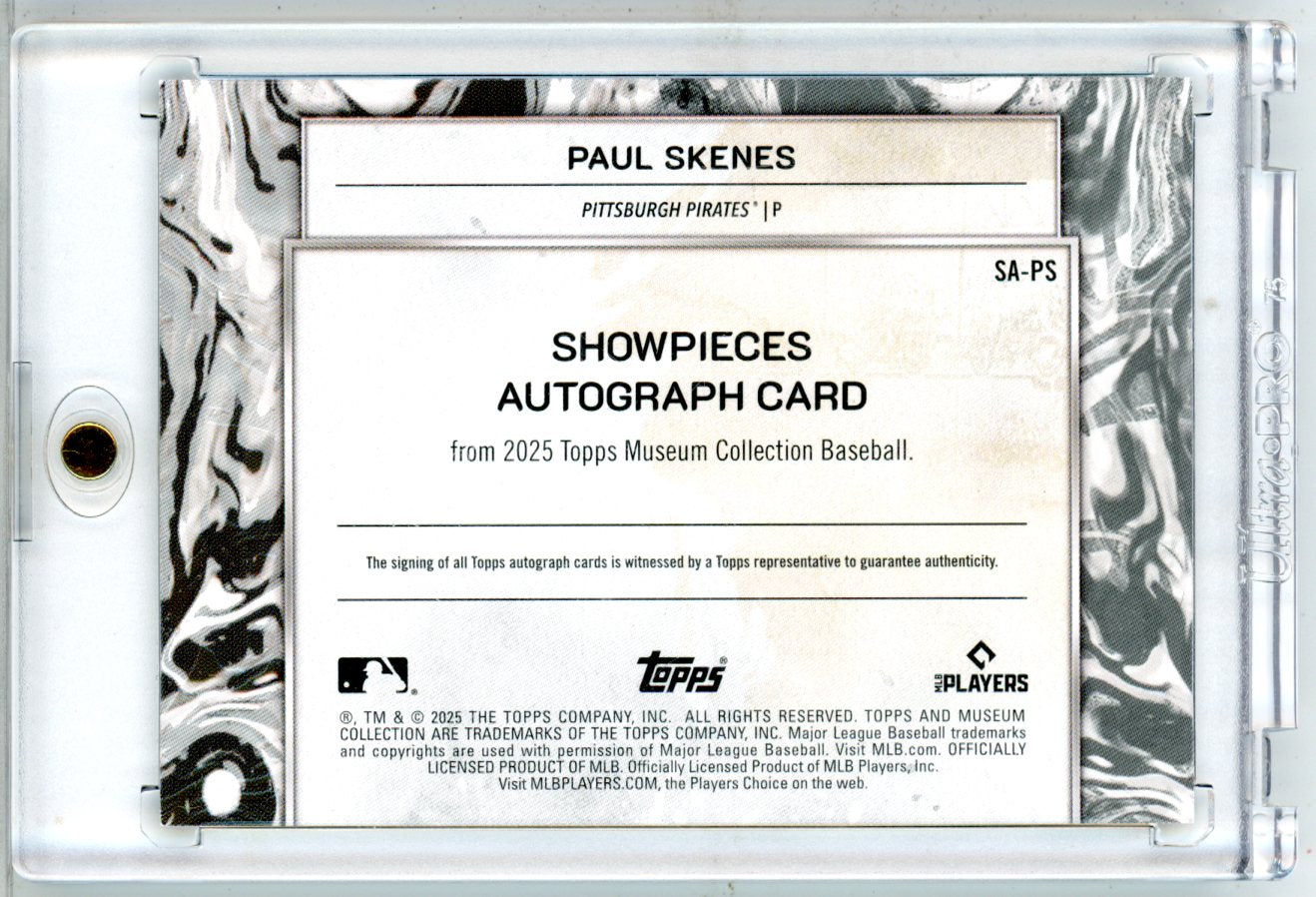 2025 Topps Museum Collection Showpieces Paul Skenes On Card Auto 3/5 Pirates - Sports Cards
