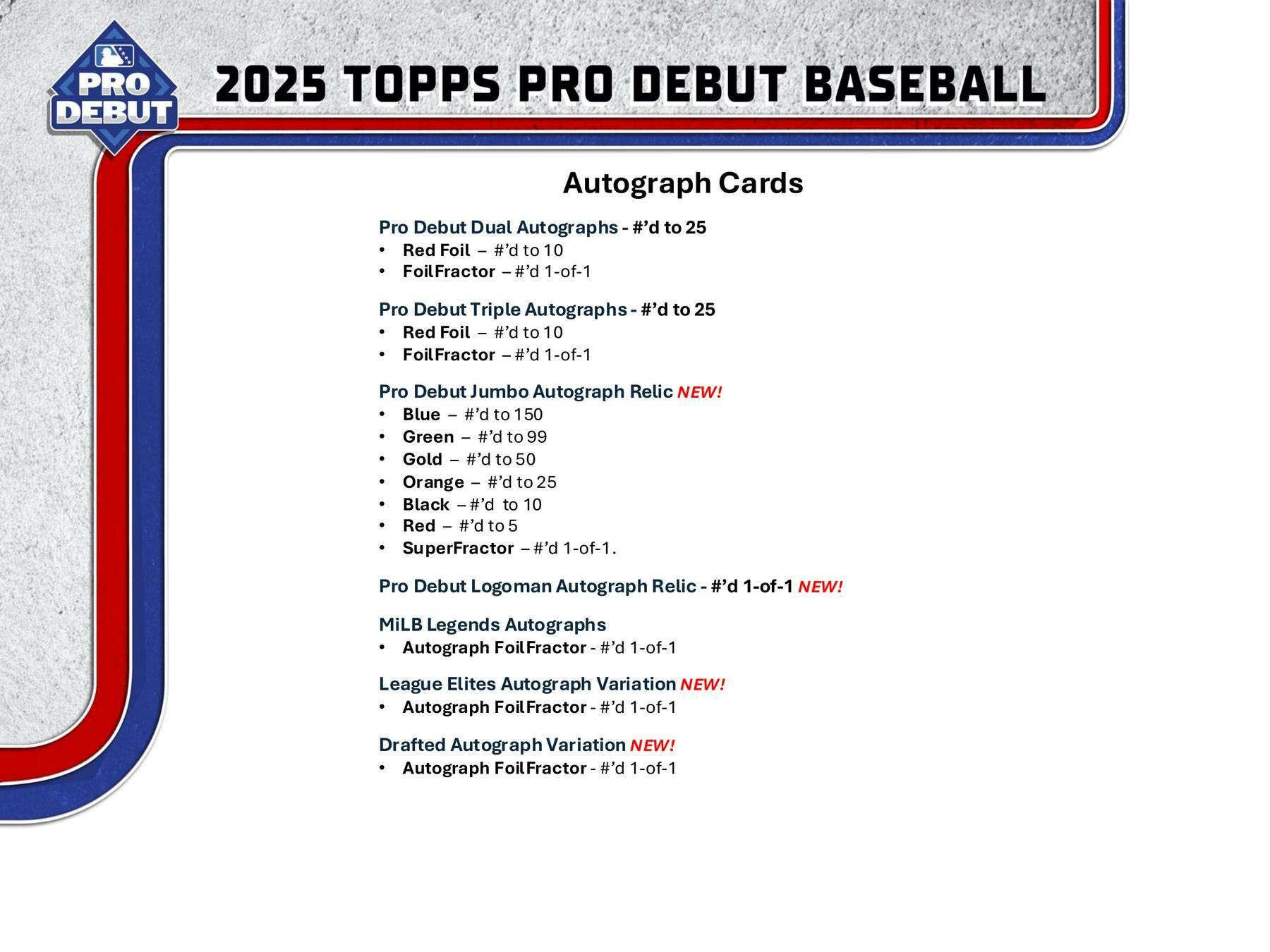 2025 Topps Pro Debut Baseball Hobby Jumbo Box (4 Autos / Chrome Inserts) - MLB Hobby Box
