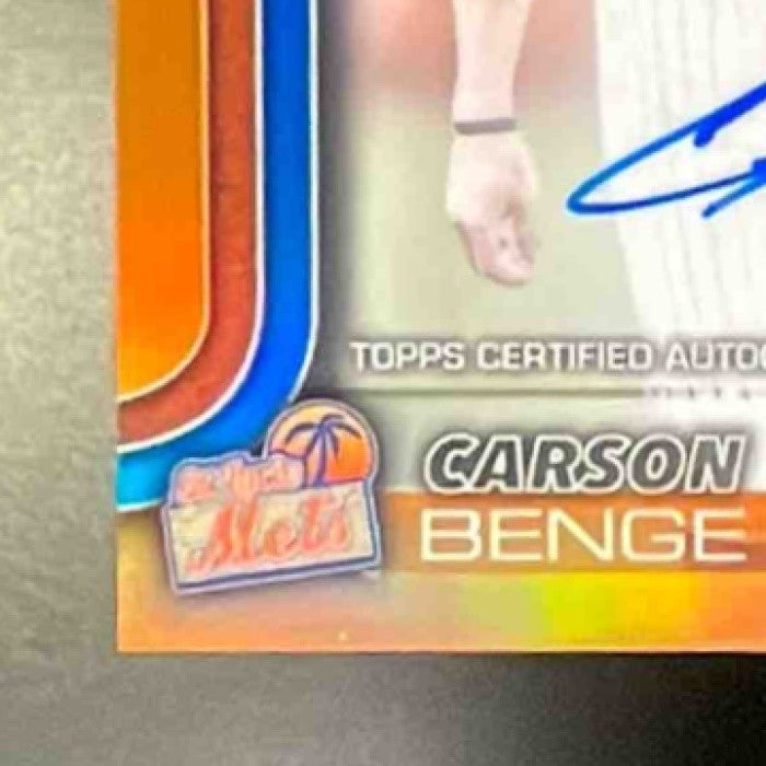 2025 Topps Pro Debut Carson Benge #PD-55 Auto TRUE Orange Foil 20/25 MY Mets - Sports Cards