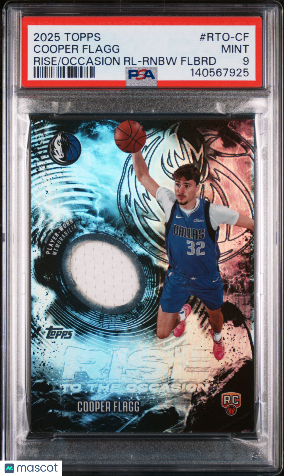 2025 Topps Rise To The Occasion Relics Cooper Flagg RL Rnbw Flbrd #RTO-CF PSA 9 - Graded Sports Cards