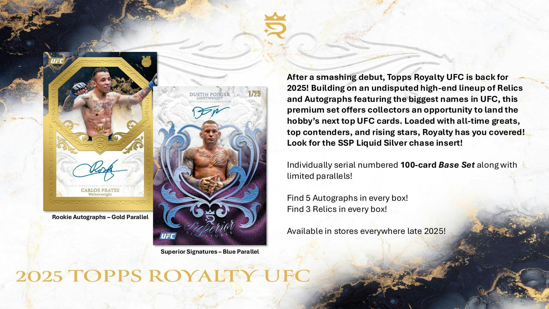 2025 Topps Royalty UFC Hobby Box (5 Auto / 3 Relics) - Trading Cards