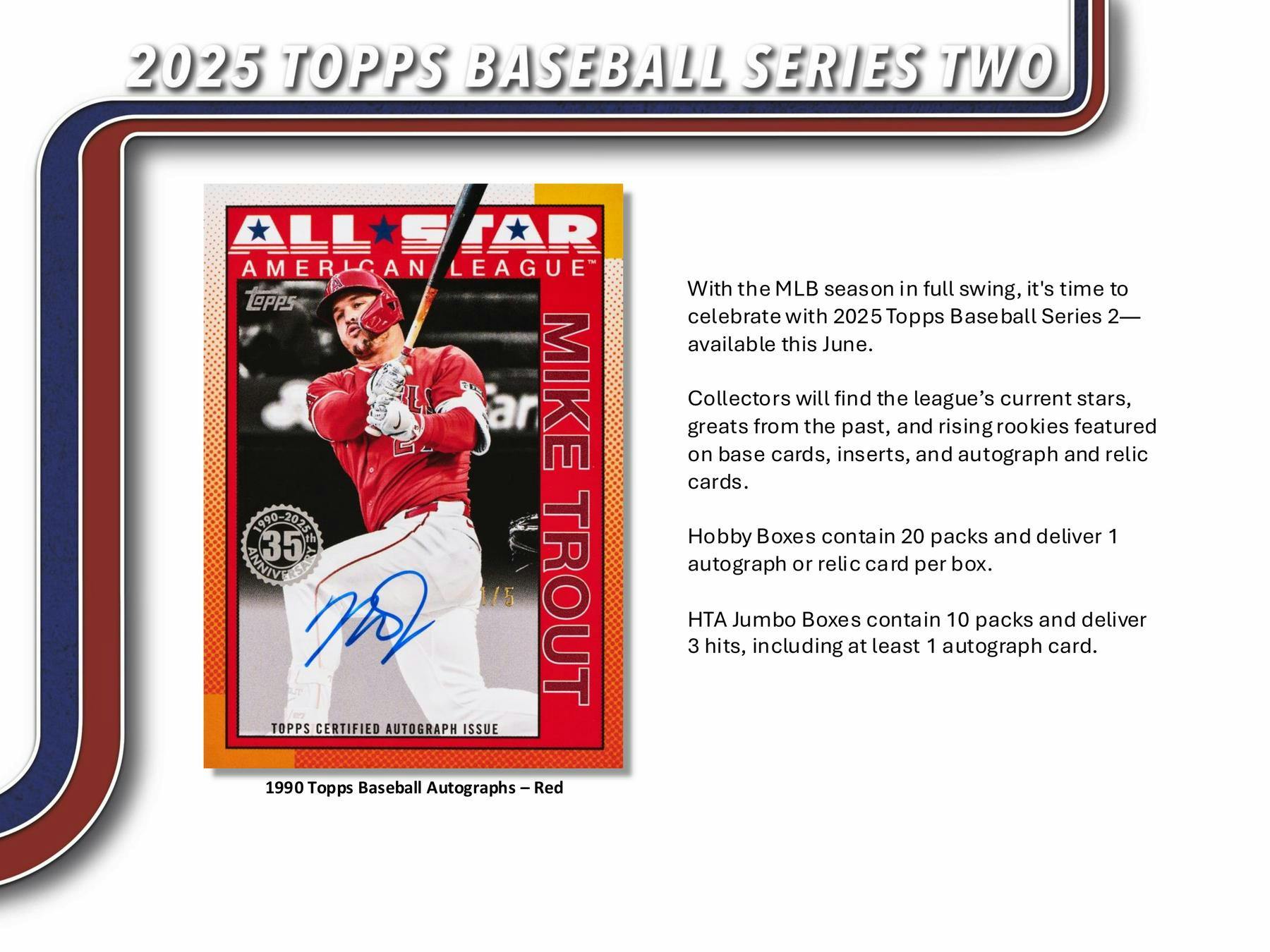 2025 Topps Series 2 MLB Baseball Hobby Jumbo Box (1 Auto and 2 Relics) June 11th - MLB Hobby Box