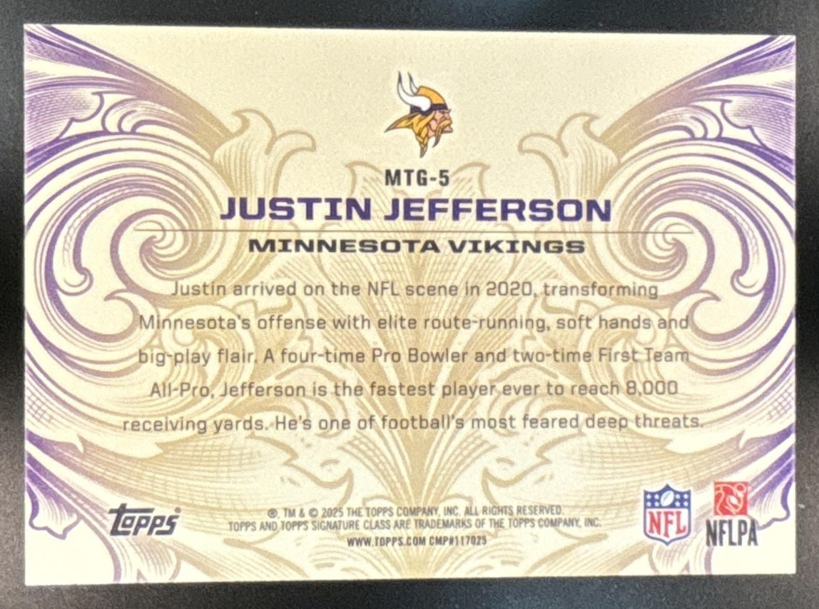 2025 Topps Signature Class Justin Jefferson Monarchs of the Game #MTG-5 SSP - Sports Cards