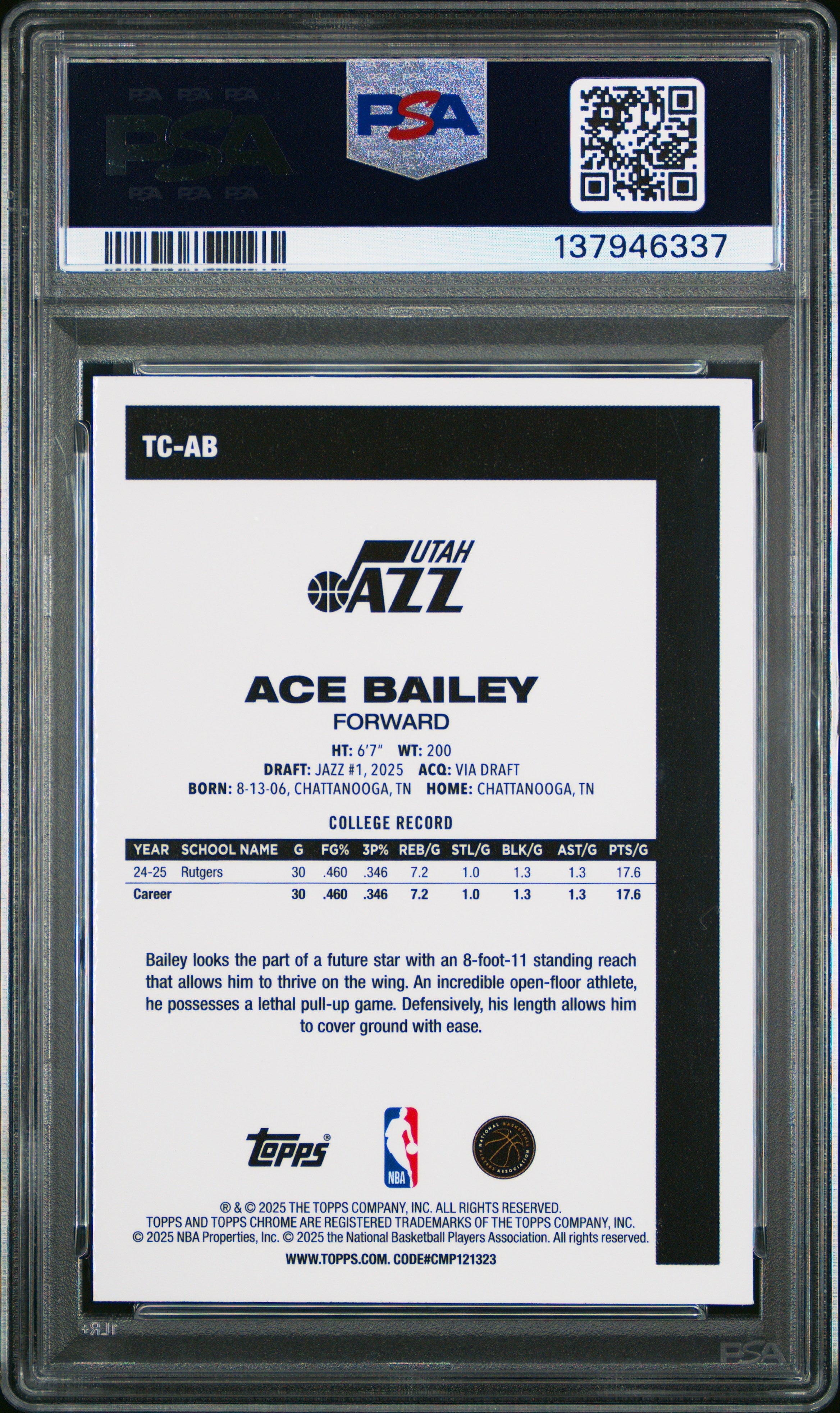 2025 Topps Silver Pack Topps Chrome Ace Bailey Rookie PSA 9 MINT Utah Jazz - Graded Sports Cards