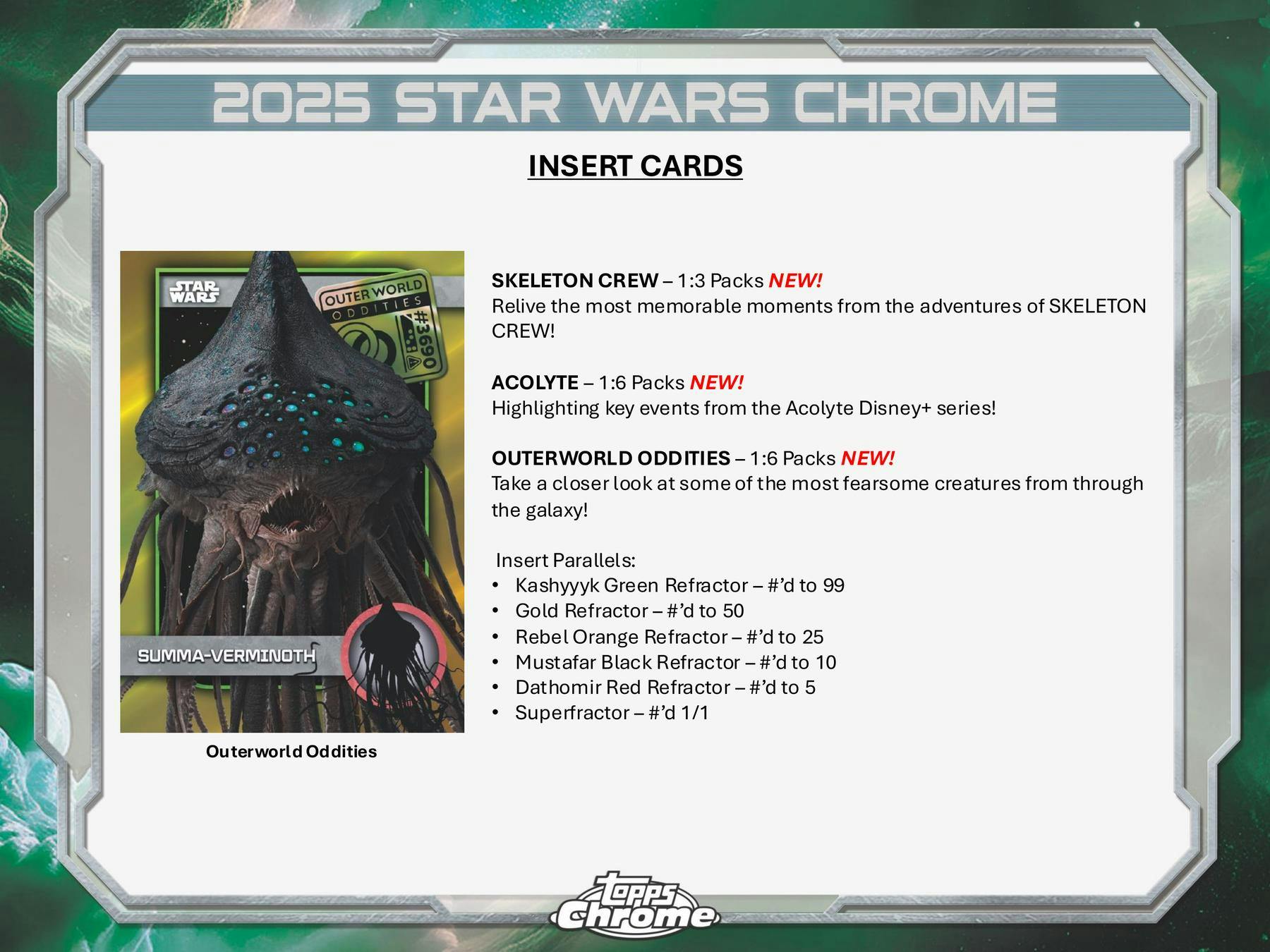 2025 Topps Star Wars Chrome Hobby Box (1 Auto) Collectible Trading Cards