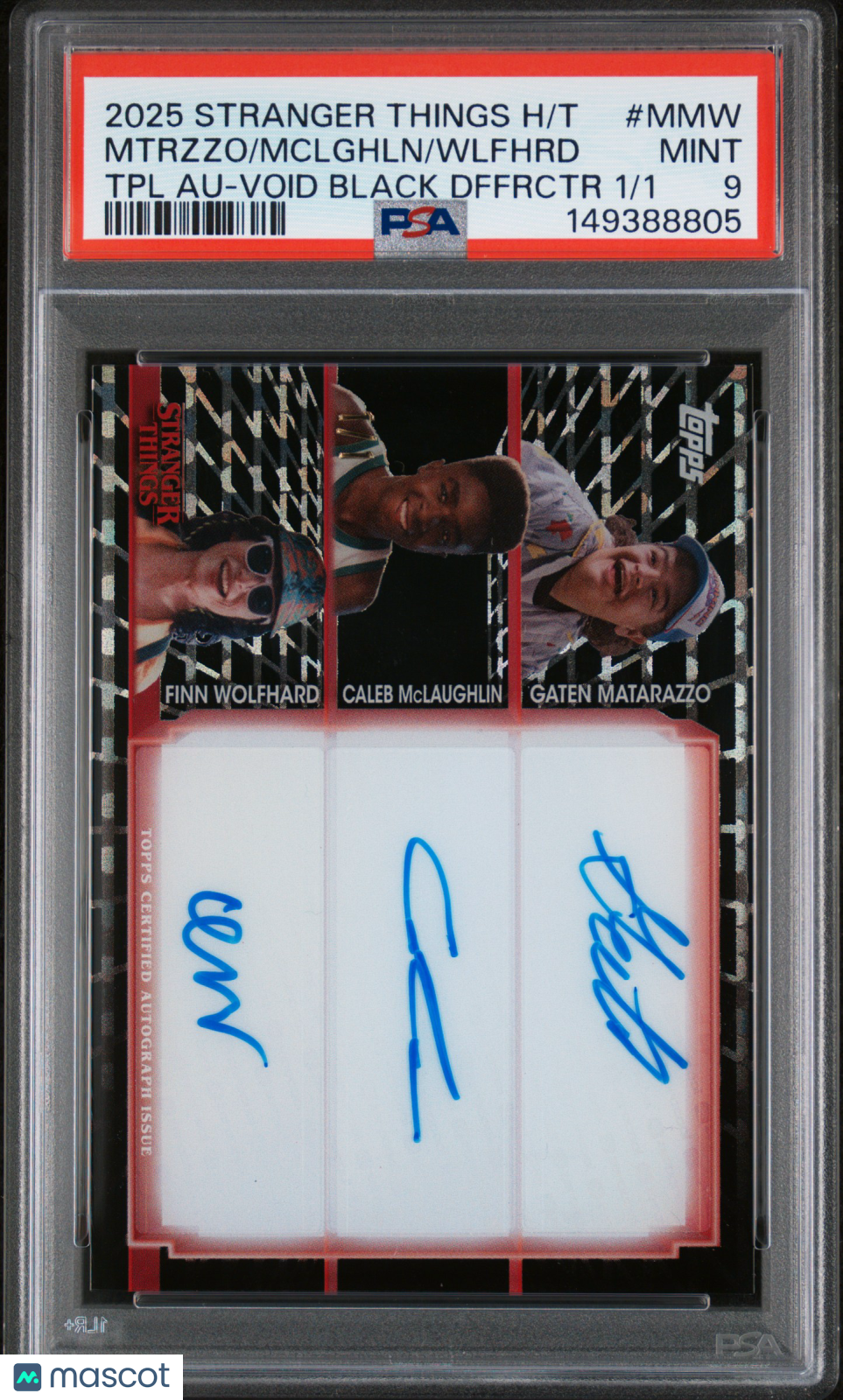 2025 Topps Stranger Things High Tek Triple Autographs FInn Caleb Gaten /1 PSA 9 - Graded Non-Sports Cards