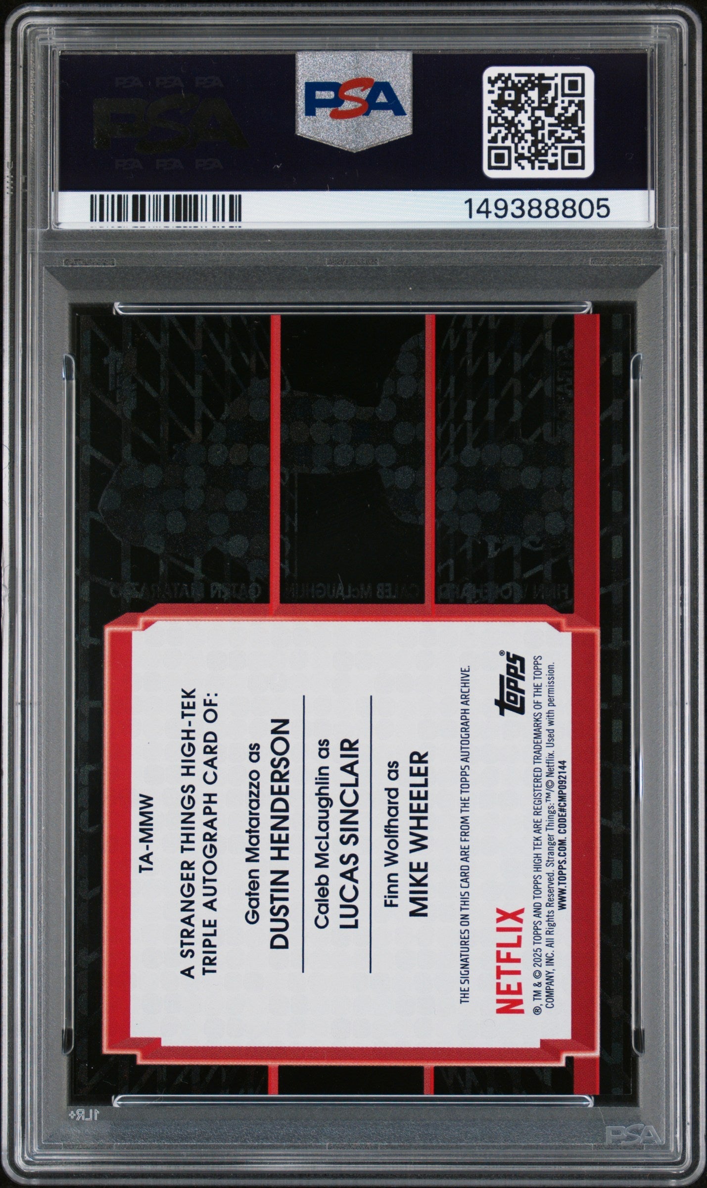 2025 Topps Stranger Things High Tek Triple Autographs FInn Caleb Gaten /1 PSA 9 - Graded Non-Sports Cards