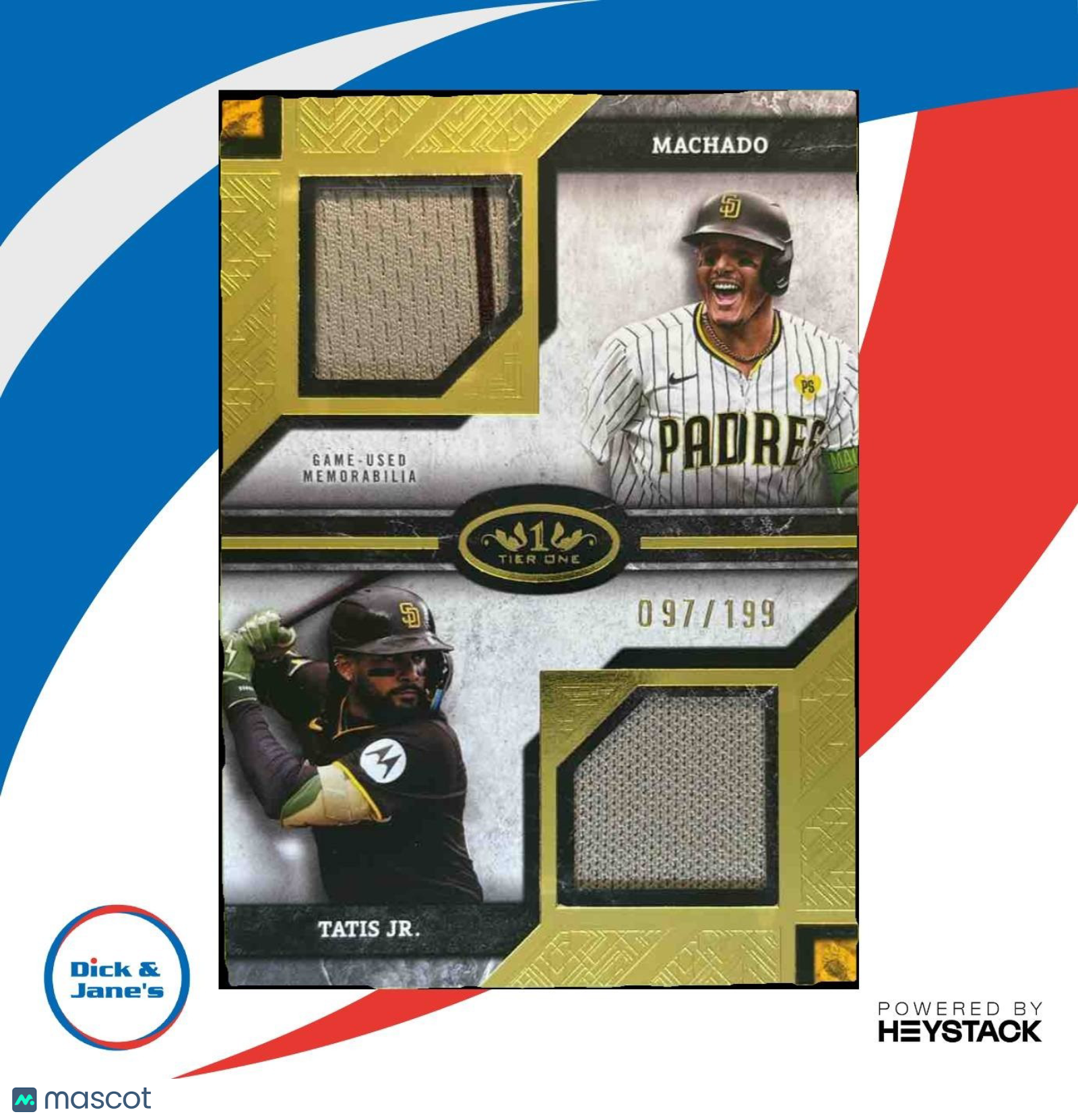 2025 Topps Tier One Fernando Tatis Jr. Manny Machado Dual Relics /199 Padres - Sports Cards