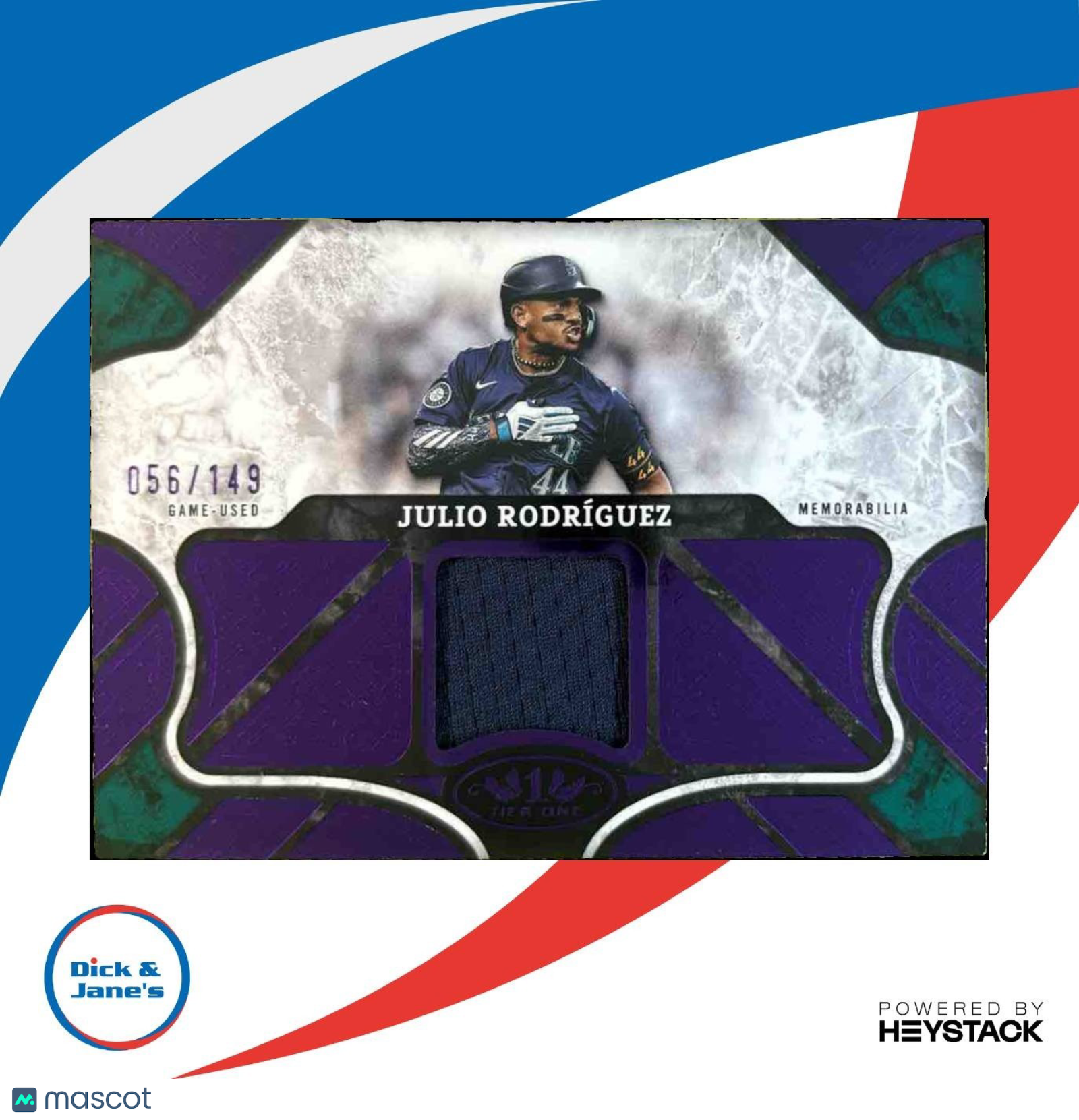 2025 Topps Tier One Julio Rodriguez Relics Purple Foil /149 Seattle Mariners - Sports Cards