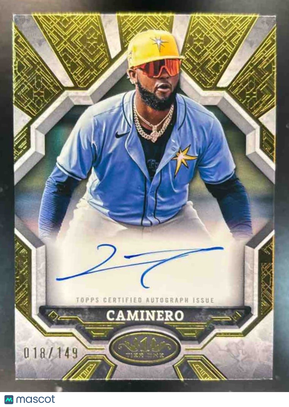 2025 Topps Tier One Junior Caminero Break Out Auto /299 #BOA-JC Tampa Bay Rays - Sports Cards