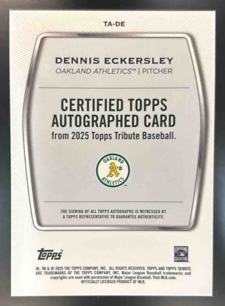 2025 Topps Tribute Dennis Eckersley Auto Orange /25 Oakland Athletics - Sports Cards