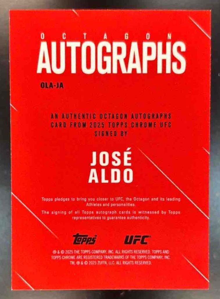 2025 Topps UFC Chrome Jose Aldo Octagon Legends Auto Orange Refractor /25 - Sports Cards