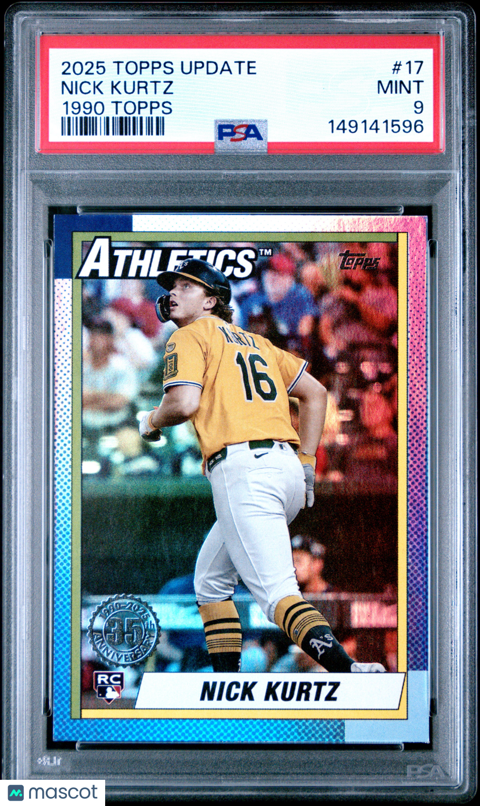 2025 Topps Update 1990 Topps Baseball Nick Kurtz Rookie #17 PSA 9 MINT Athletics - Graded Sports Cards