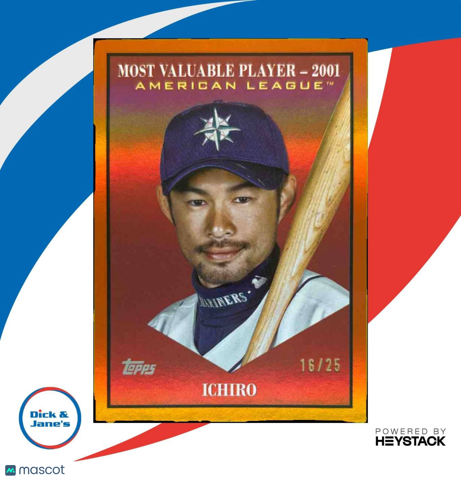 2025 Topps Update Ichiro Most Valuable Orange Foil 16/25 #MV-24 Seattle Mariners - Sports Cards