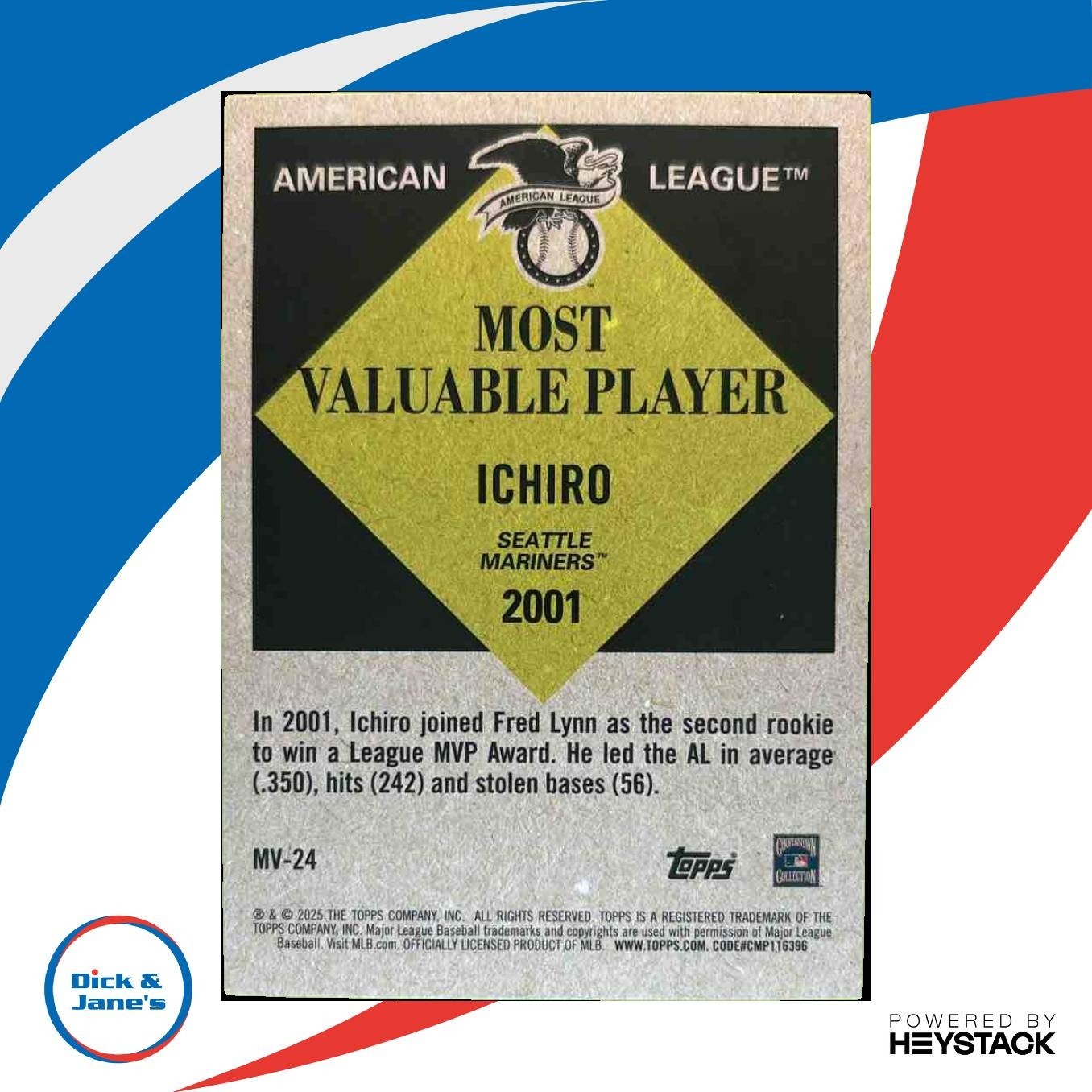 2025 Topps Update Ichiro Most Valuable Orange Foil 16/25 #MV-24 Seattle Mariners - Sports Cards